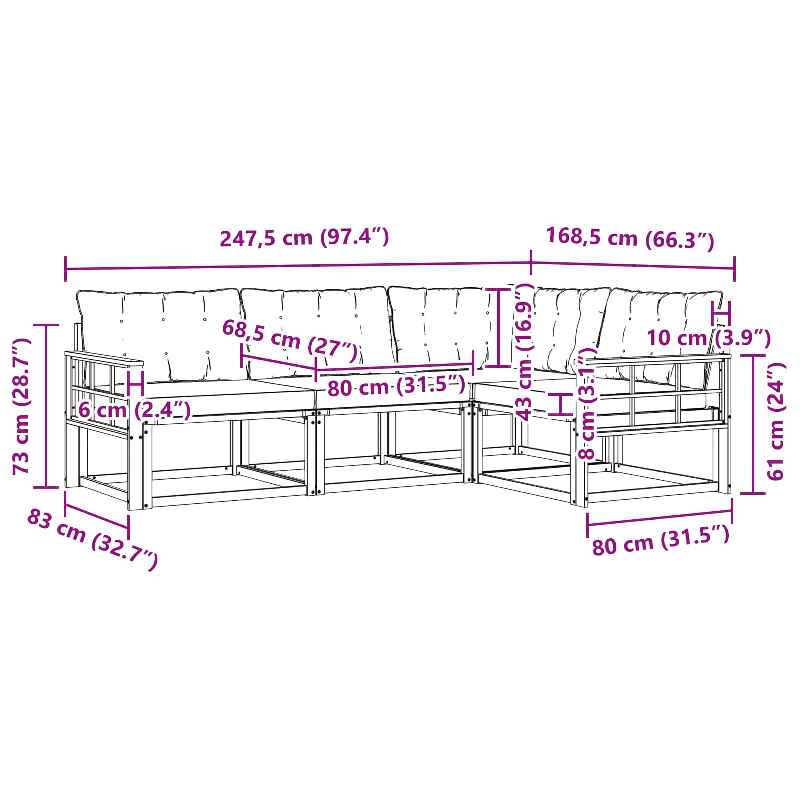 Buiten bankenset met kussen 4 pcs Wit en Beige is nu te koop bij PeponiXL, paradijselijk wonen!