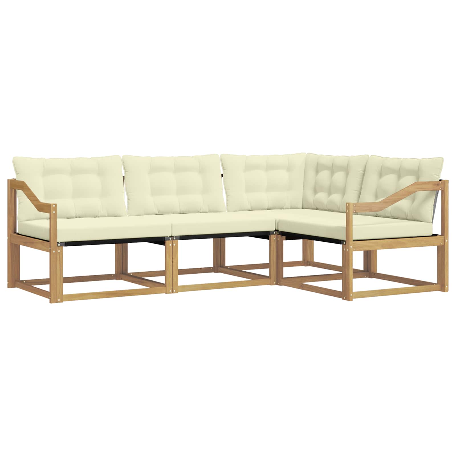 Buiten bankenset met kussen 4 pcs Wit en crèmekleurig is nu te koop bij PeponiXL, paradijselijk wonen!