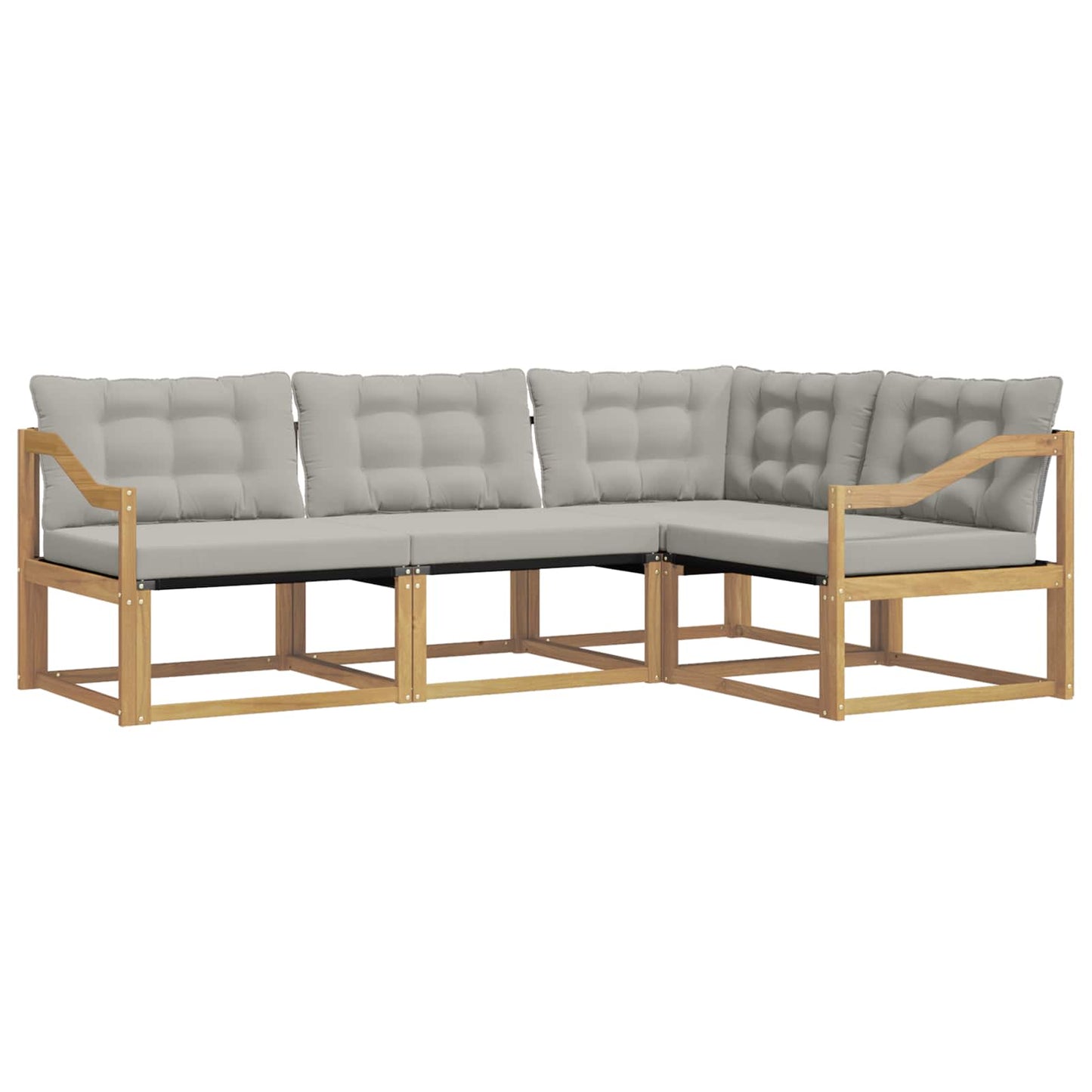 Buiten bankenset met kussen 4 pcs Wit en Lichtgrijs is nu te koop bij PeponiXL, paradijselijk wonen!