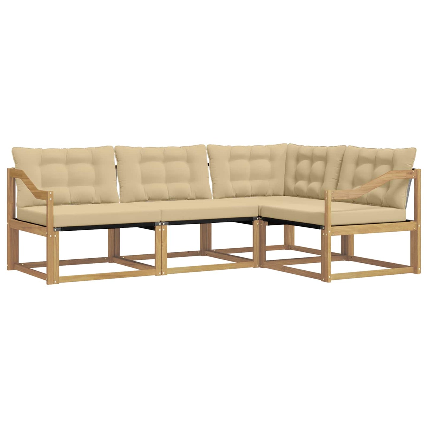 Buiten bankenset met kussen 4 pcs Wit en Beige is nu te koop bij PeponiXL, paradijselijk wonen!