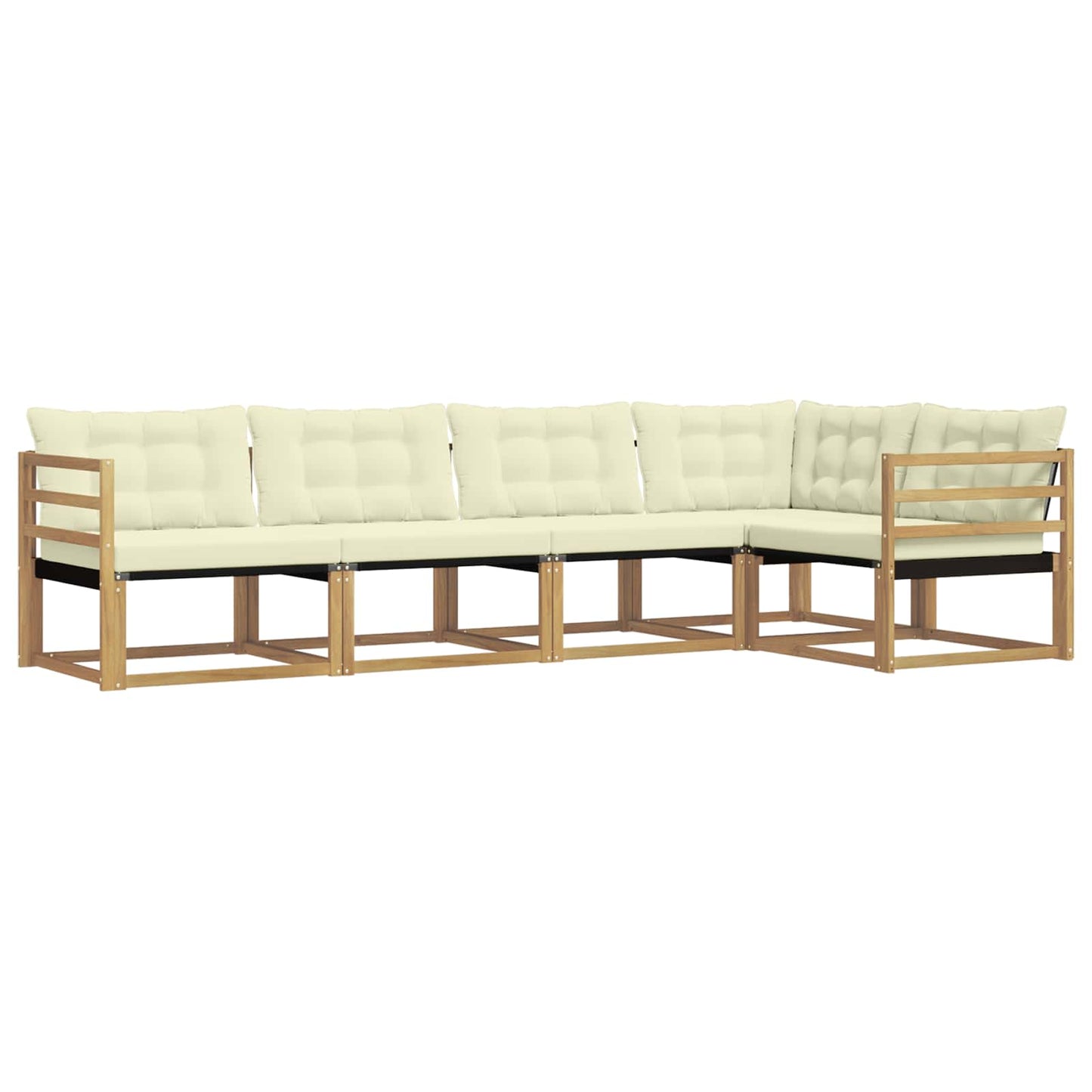 Buiten bankenset met kussen 5 pcs Wit en crèmekleurig is nu te koop bij PeponiXL, paradijselijk wonen!