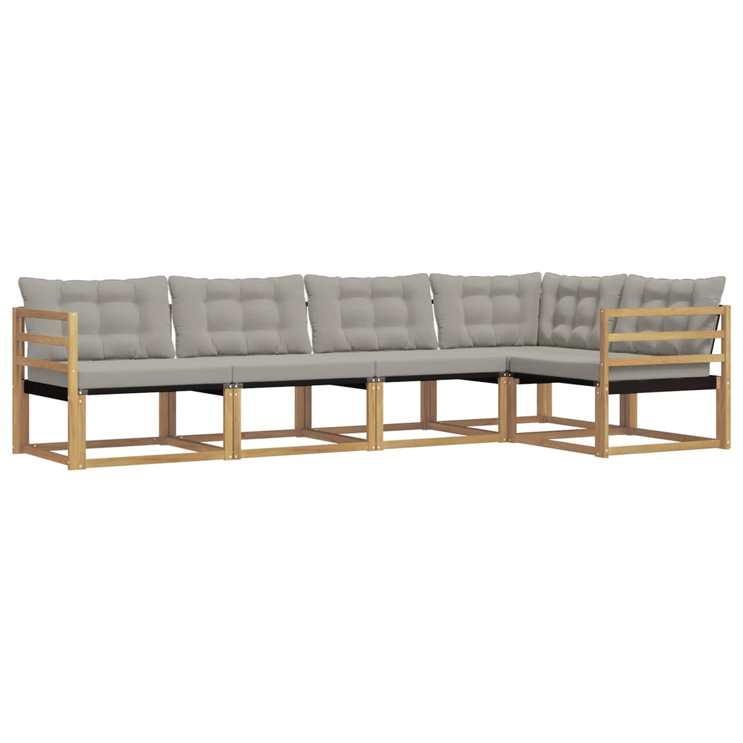 Buiten bankenset met kussen 5 pcs Wit en Lichtgrijs is nu te koop bij PeponiXL, paradijselijk wonen!