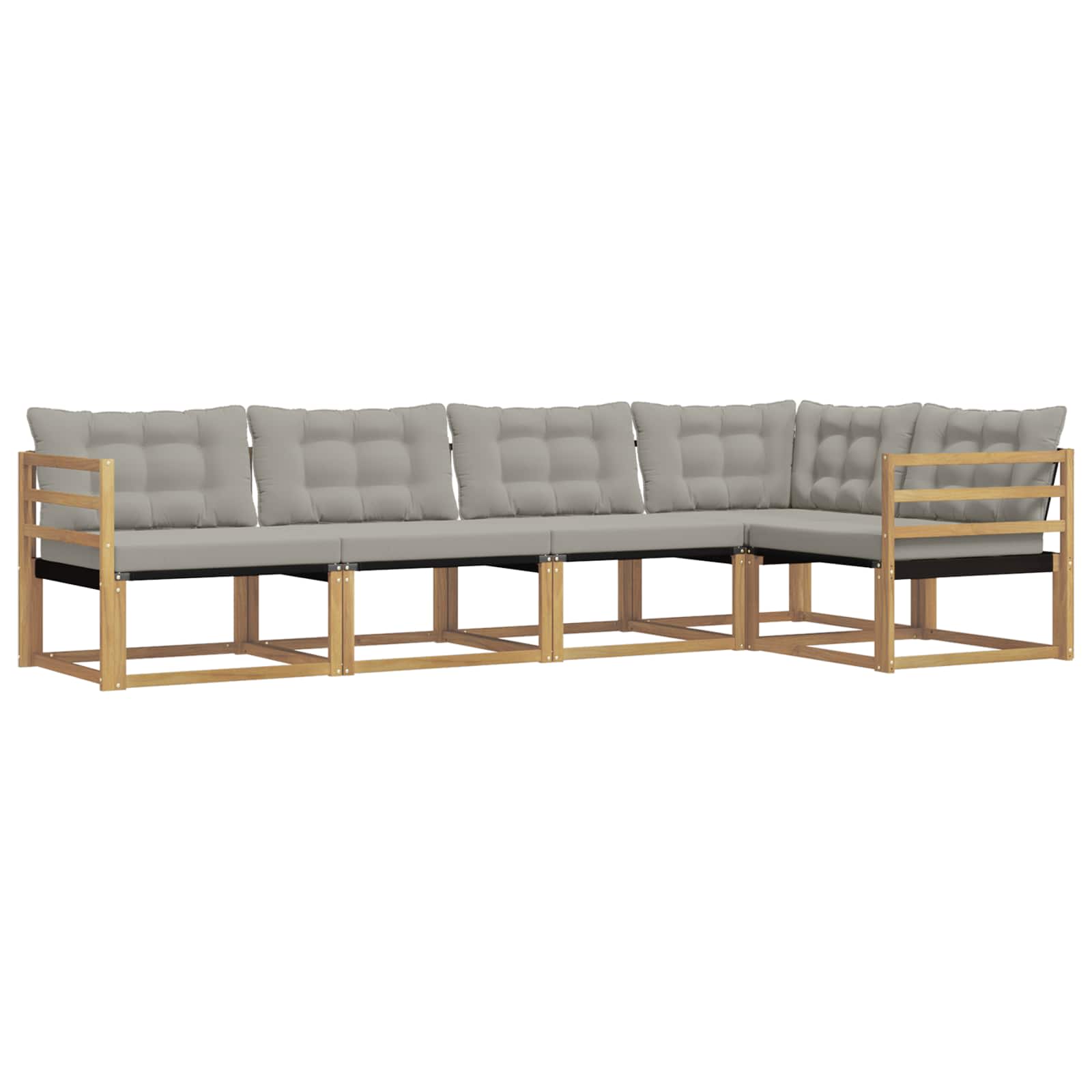 Buiten bankenset met kussen 5 pcs Wit en Lichtgrijs is nu te koop bij PeponiXL, paradijselijk wonen!