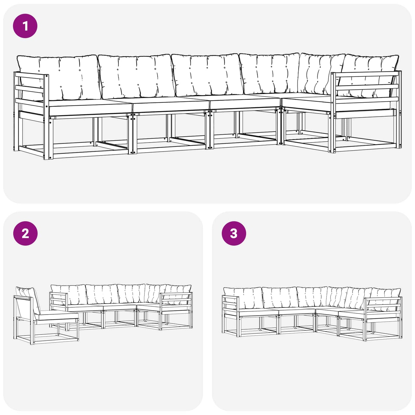 Buiten bankenset met kussen 5 pcs Wit en zwart is nu te koop bij PeponiXL, paradijselijk wonen!