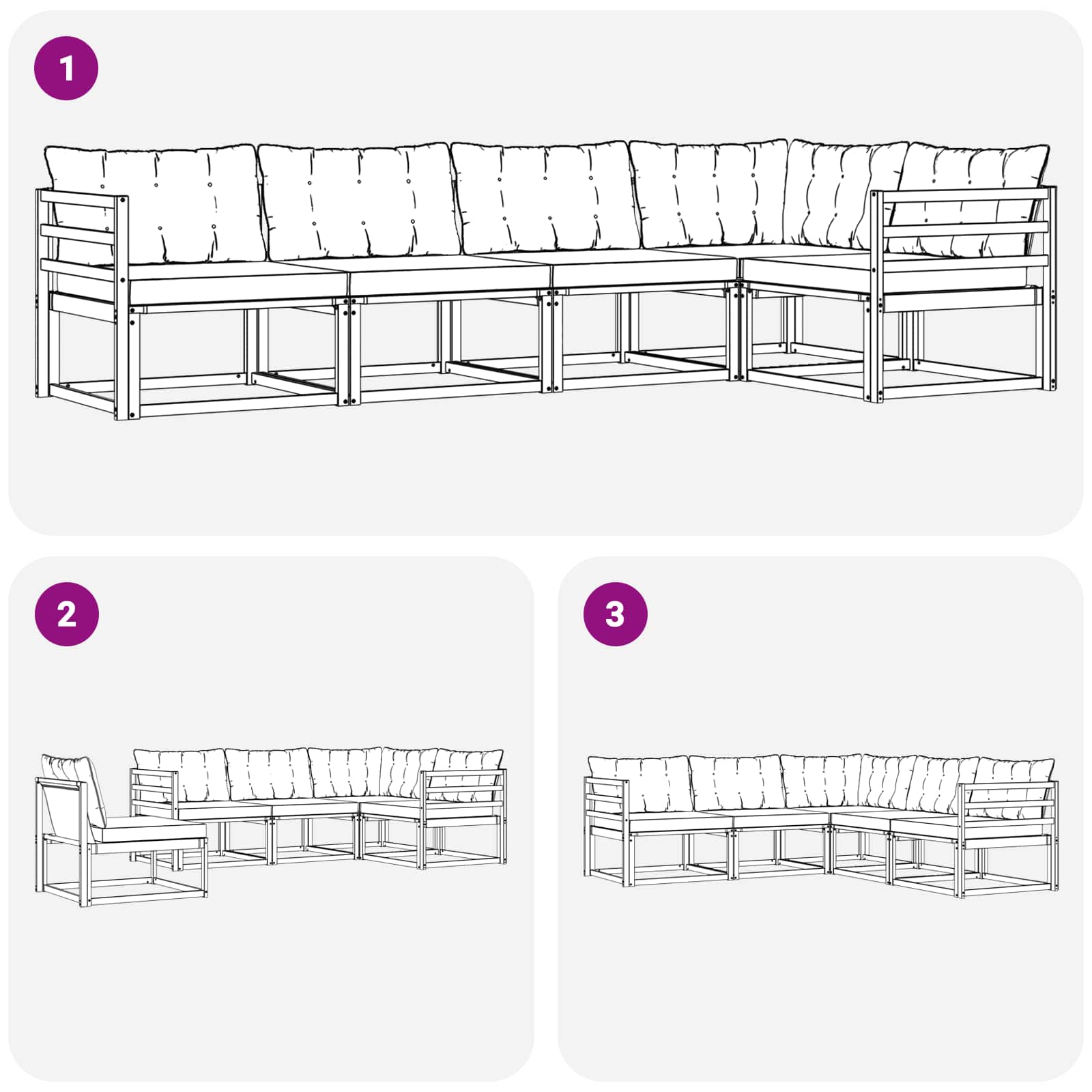 Buiten bankenset met kussen 5 pcs Wit en zwart is nu te koop bij PeponiXL, paradijselijk wonen!