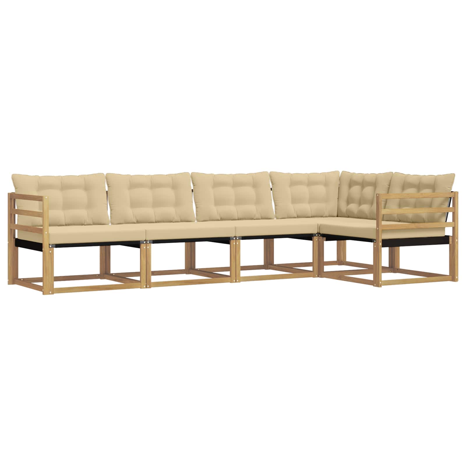 Buiten bankenset met kussen 5 pcs Wit en Beige is nu te koop bij PeponiXL, paradijselijk wonen!