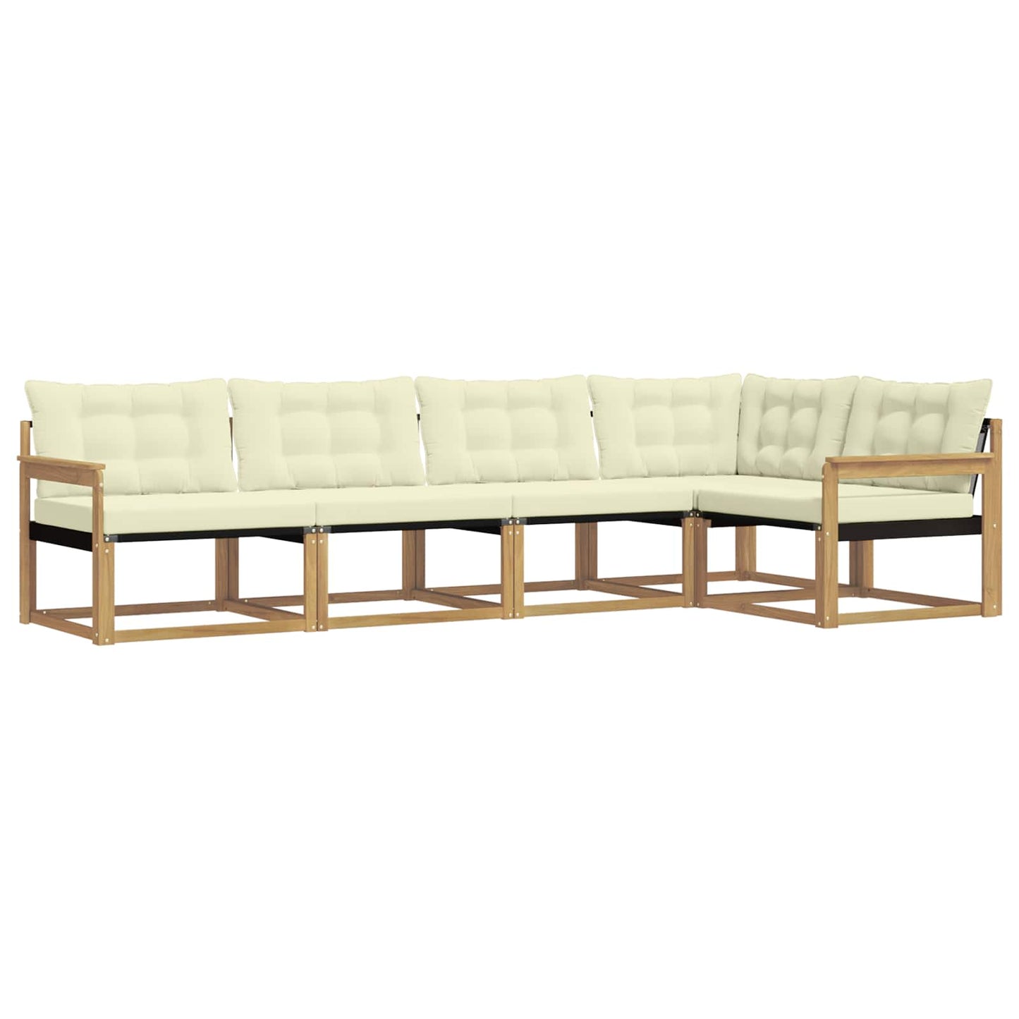Buiten bankenset met kussen 5 pcs Wit en crèmekleurig is nu te koop bij PeponiXL, paradijselijk wonen!