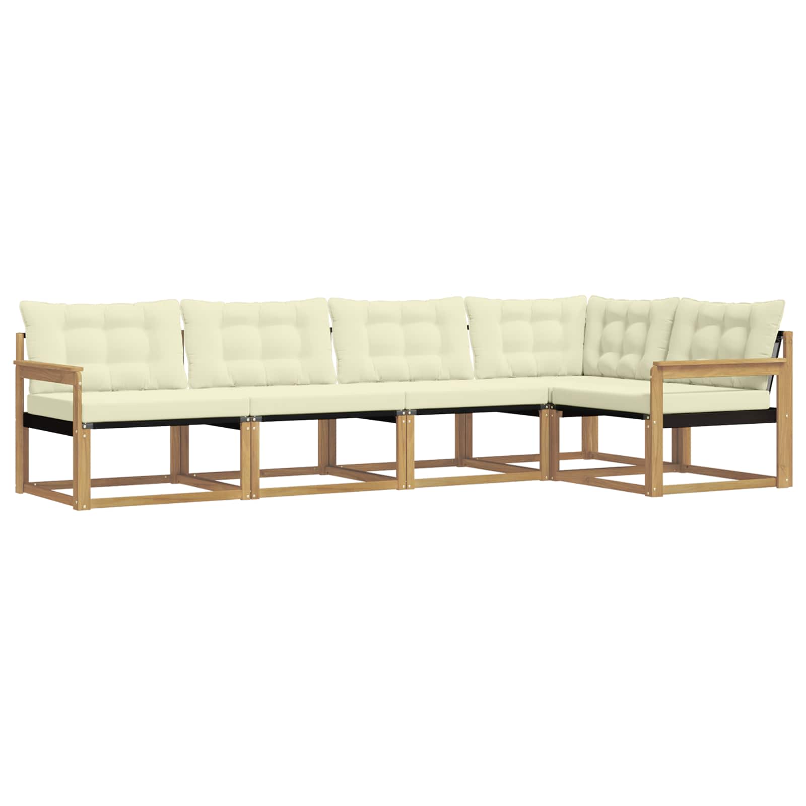 Buiten bankenset met kussen 5 pcs Wit en crèmekleurig is nu te koop bij PeponiXL, paradijselijk wonen!