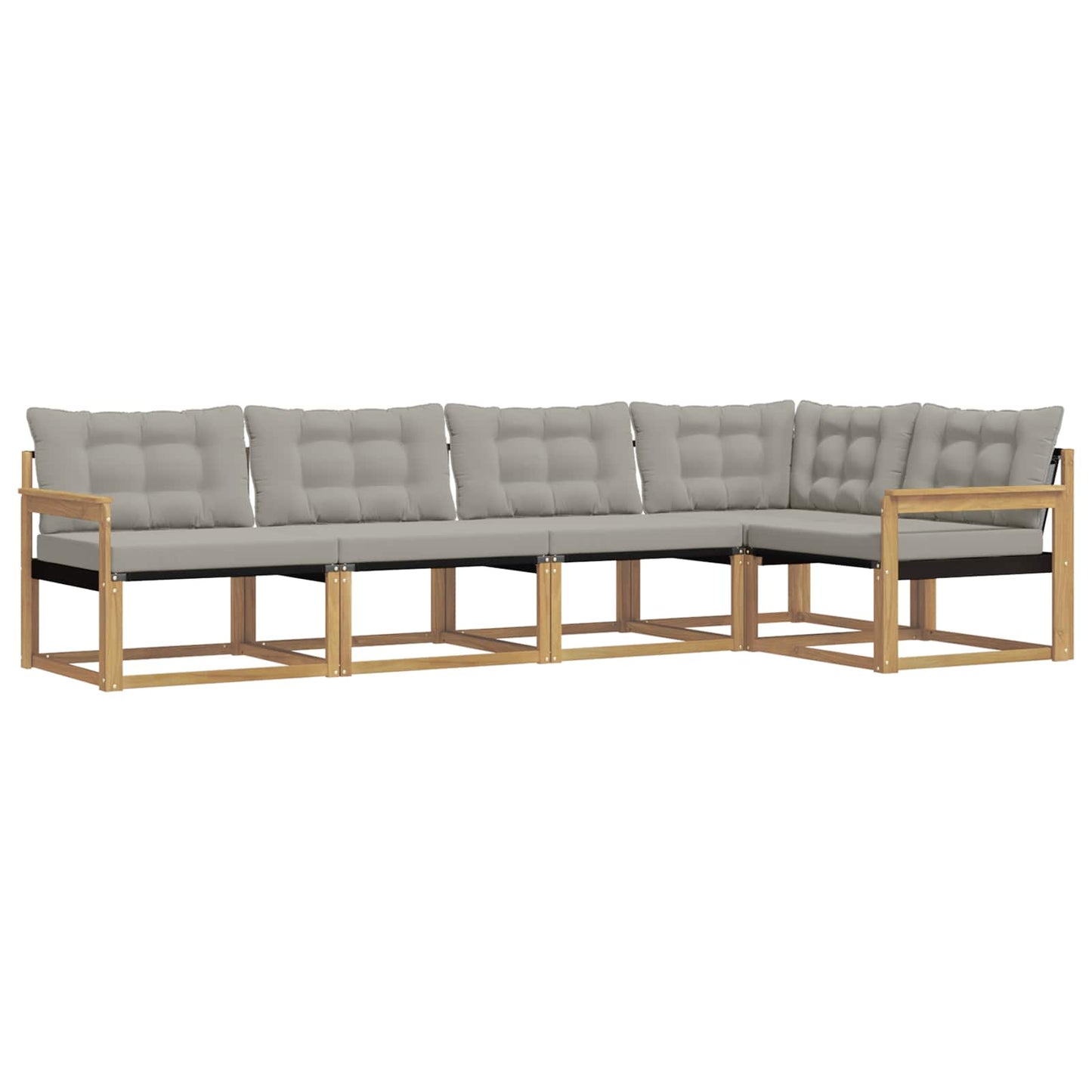 Buiten bankenset met kussen 5 pcs Wit en Lichtgrijs is nu te koop bij PeponiXL, paradijselijk wonen!