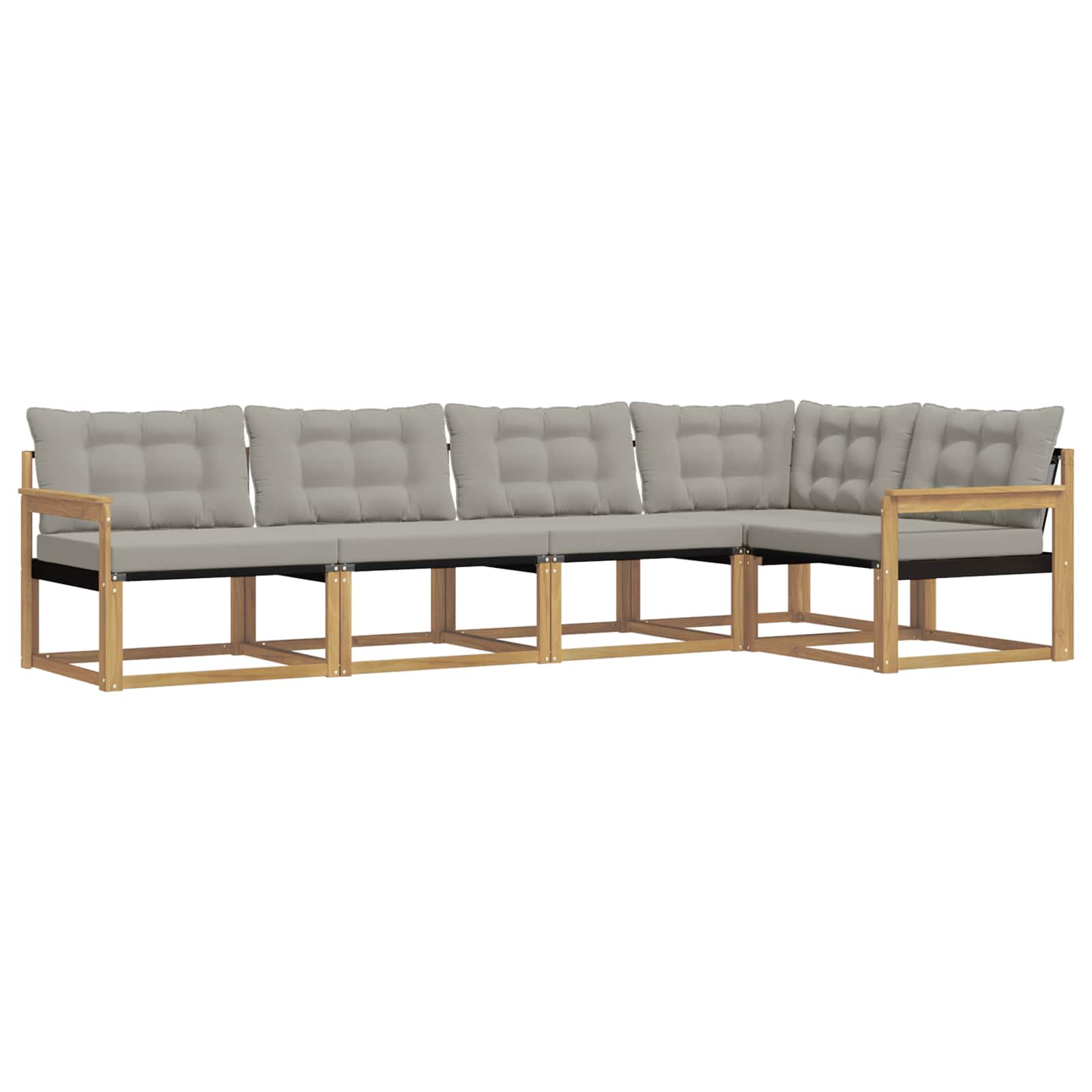 Buiten bankenset met kussen 5 pcs Wit en Lichtgrijs is nu te koop bij PeponiXL, paradijselijk wonen!