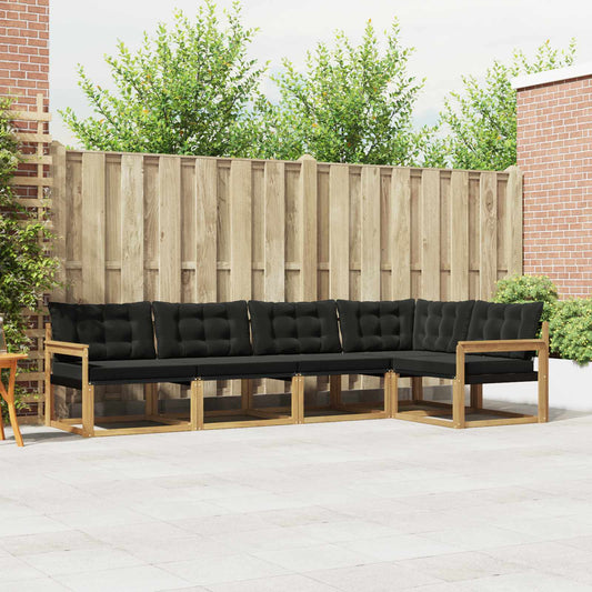 Buiten bankenset met kussen 5 pcs Wit en zwart is nu te koop bij PeponiXL, paradijselijk wonen!