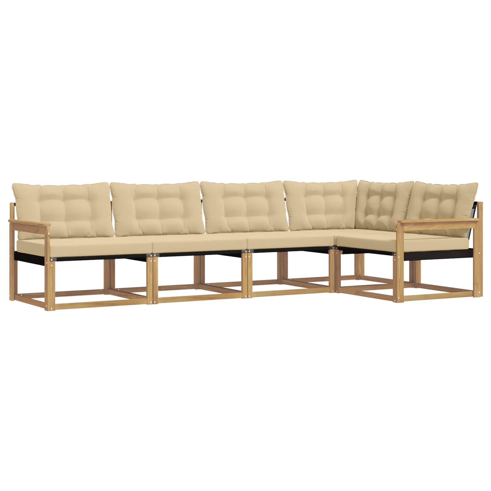 Buiten bankenset met kussen 5 pcs Wit en Beige is nu te koop bij PeponiXL, paradijselijk wonen!