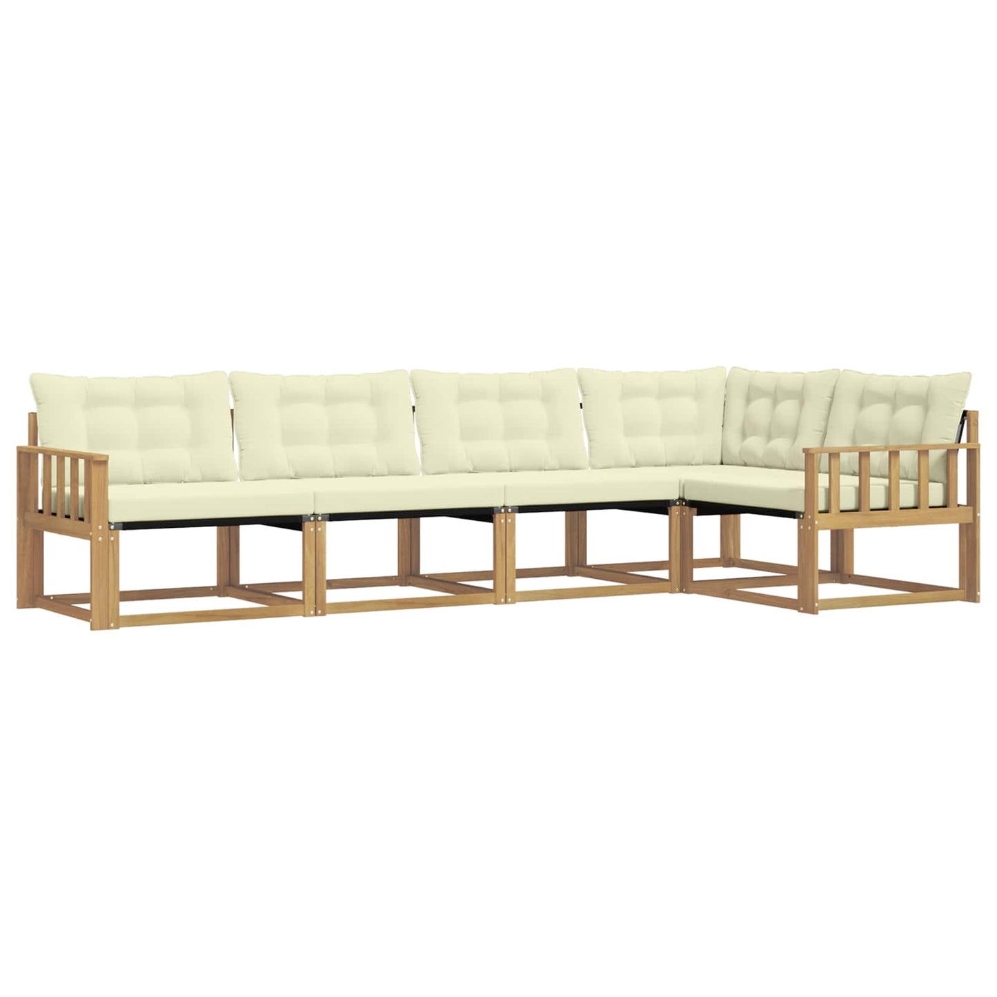Buiten bankenset met kussen 5 pcs Wit en crèmekleurig is nu te koop bij PeponiXL, paradijselijk wonen!