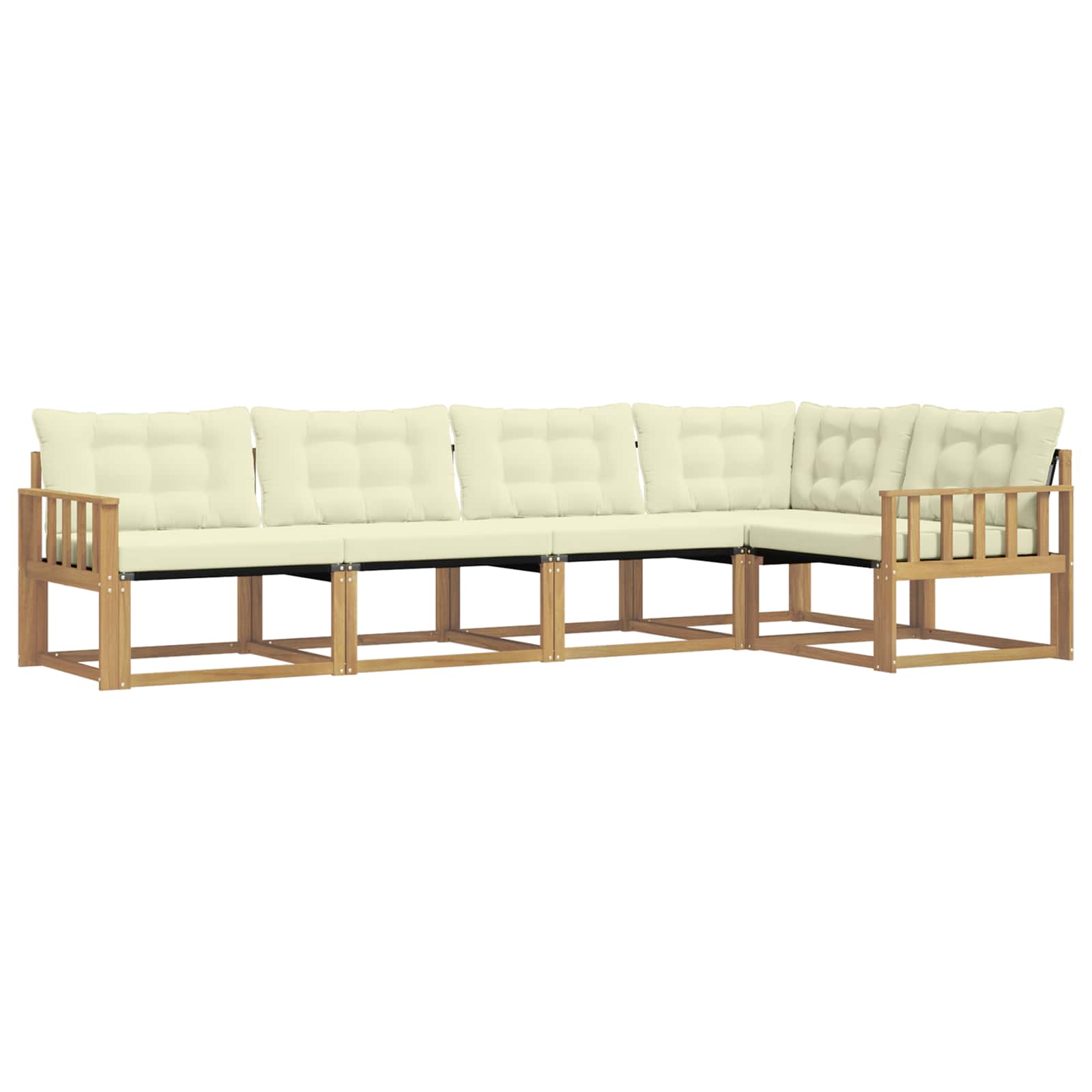 Buiten bankenset met kussen 5 pcs Wit en crèmekleurig is nu te koop bij PeponiXL, paradijselijk wonen!