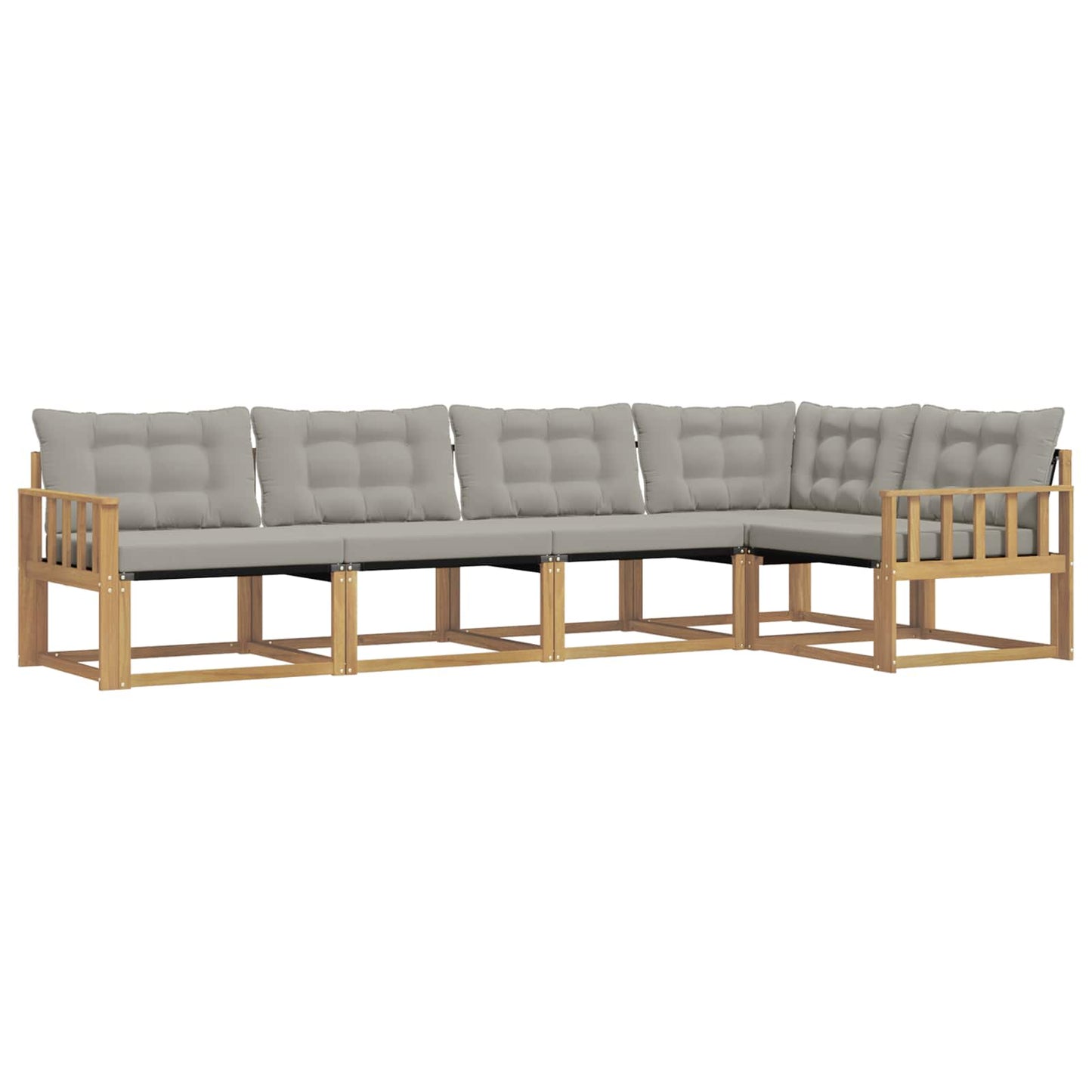Buiten bankenset met kussen 5 pcs Wit en Lichtgrijs is nu te koop bij PeponiXL, paradijselijk wonen!