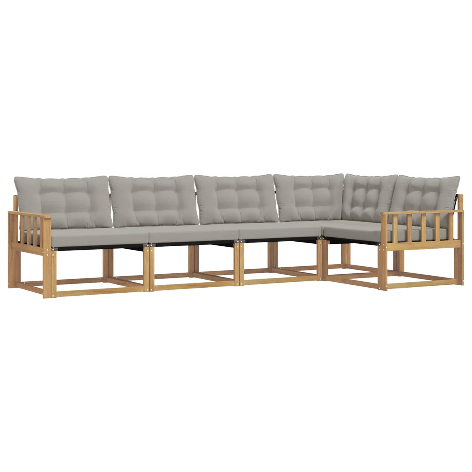 Buiten bankenset met kussen 5 pcs Wit en Lichtgrijs is nu te koop bij PeponiXL, paradijselijk wonen!