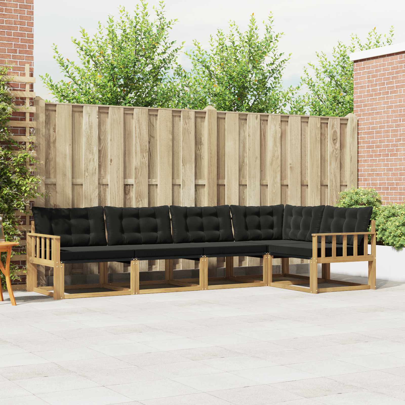 Buiten bankenset met kussen 5 pcs Wit en zwart is nu te koop bij PeponiXL, paradijselijk wonen!