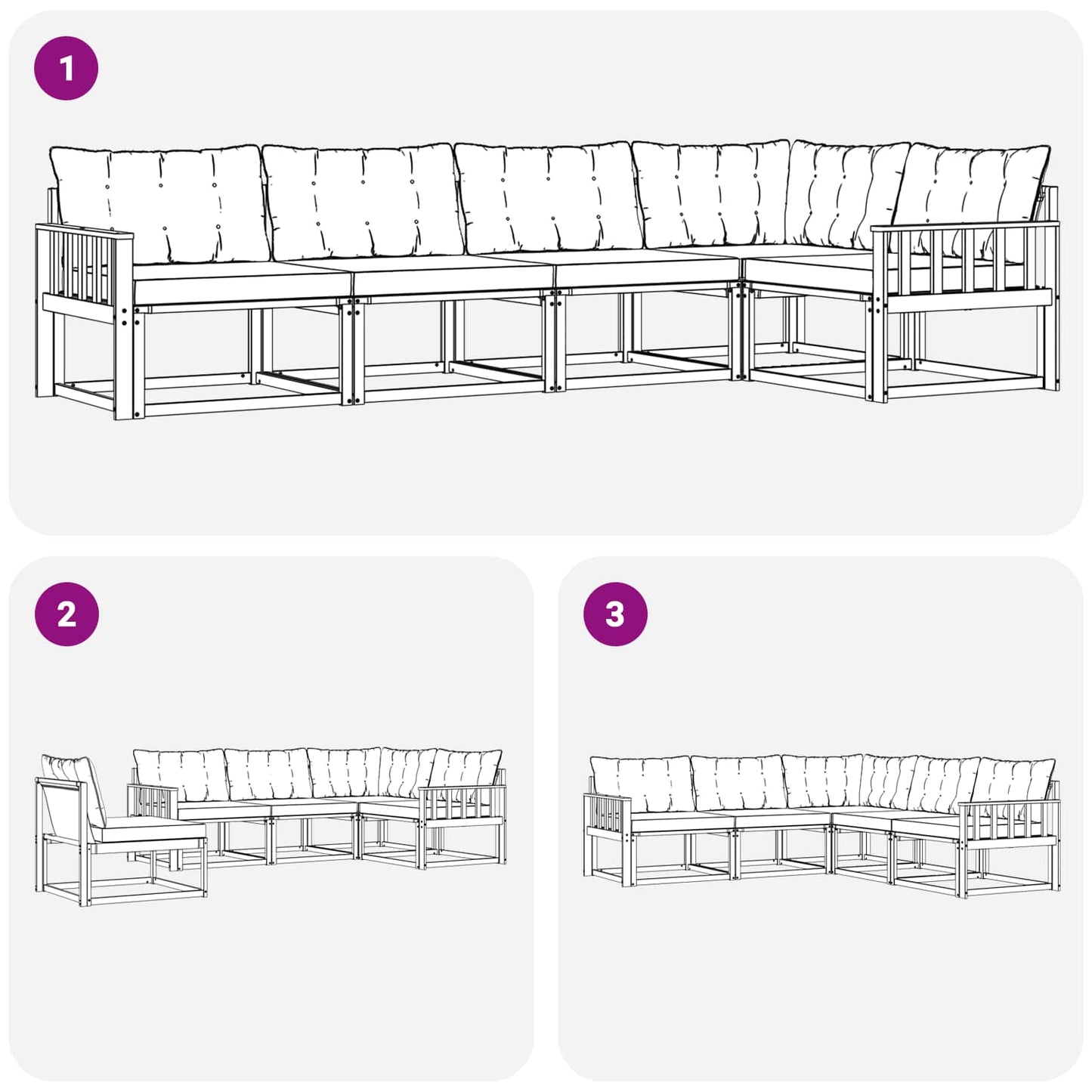 Buiten bankenset met kussen 5 pcs Wit en zwart is nu te koop bij PeponiXL, paradijselijk wonen!