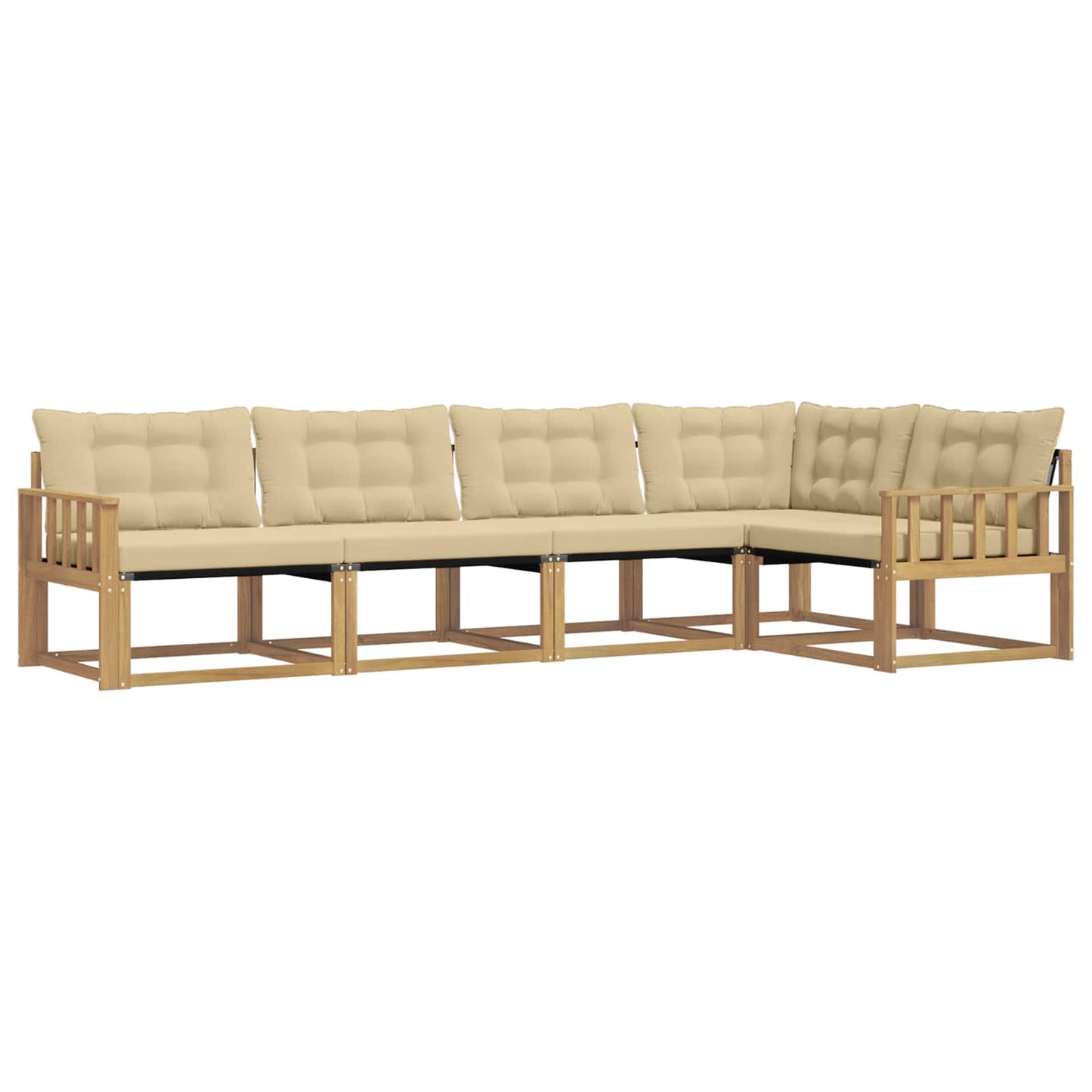 Buiten bankenset met kussen 5 pcs Wit en Beige is nu te koop bij PeponiXL, paradijselijk wonen!
