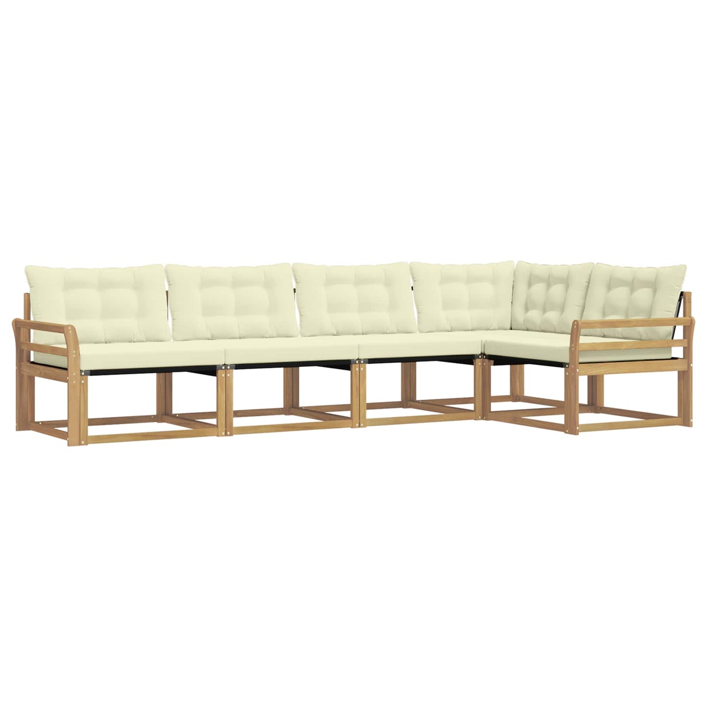 Buiten bankenset met kussen 5 pcs Wit en crèmekleurig is nu te koop bij PeponiXL, paradijselijk wonen!