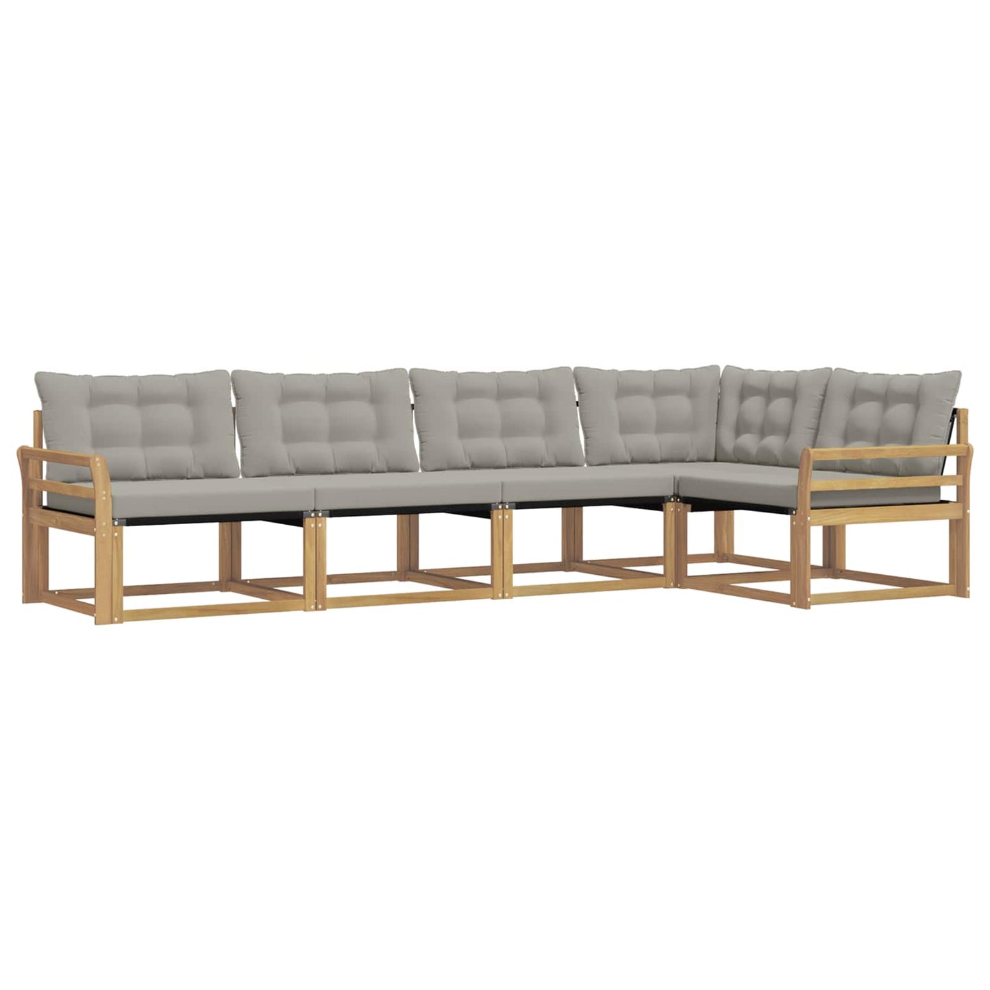 Buiten bankenset met kussen 5 pcs Wit en Lichtgrijs is nu te koop bij PeponiXL, paradijselijk wonen!