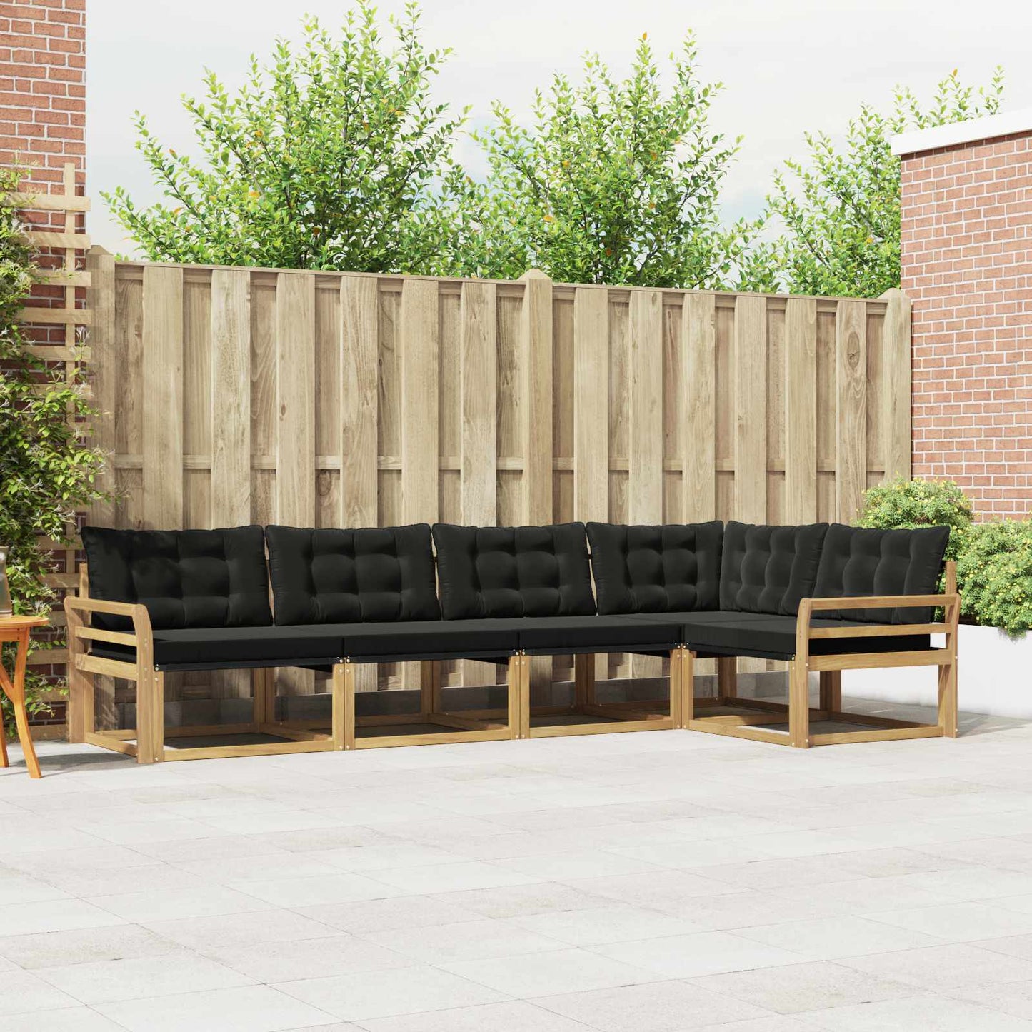 Buiten bankenset met kussen 5 pcs Wit en zwart is nu te koop bij PeponiXL, paradijselijk wonen!