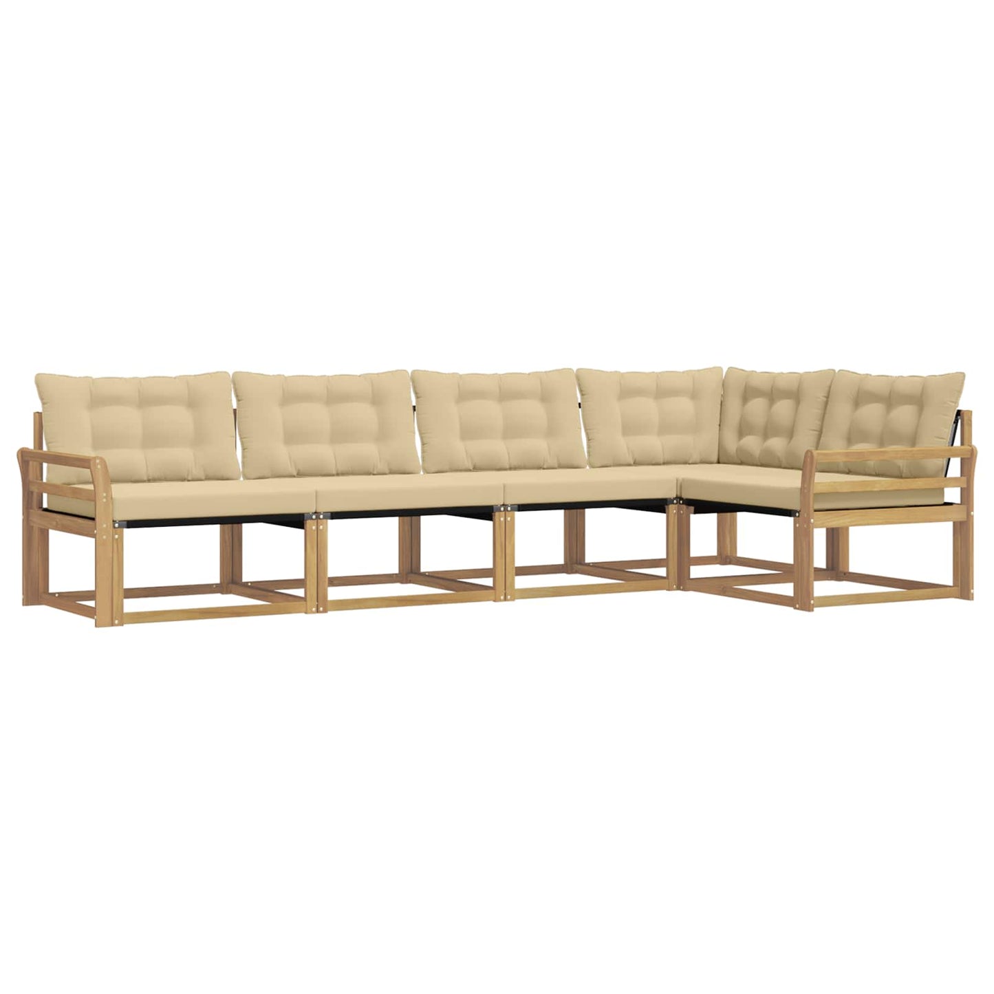 Buiten bankenset met kussen 5 pcs Wit en Beige is nu te koop bij PeponiXL, paradijselijk wonen!