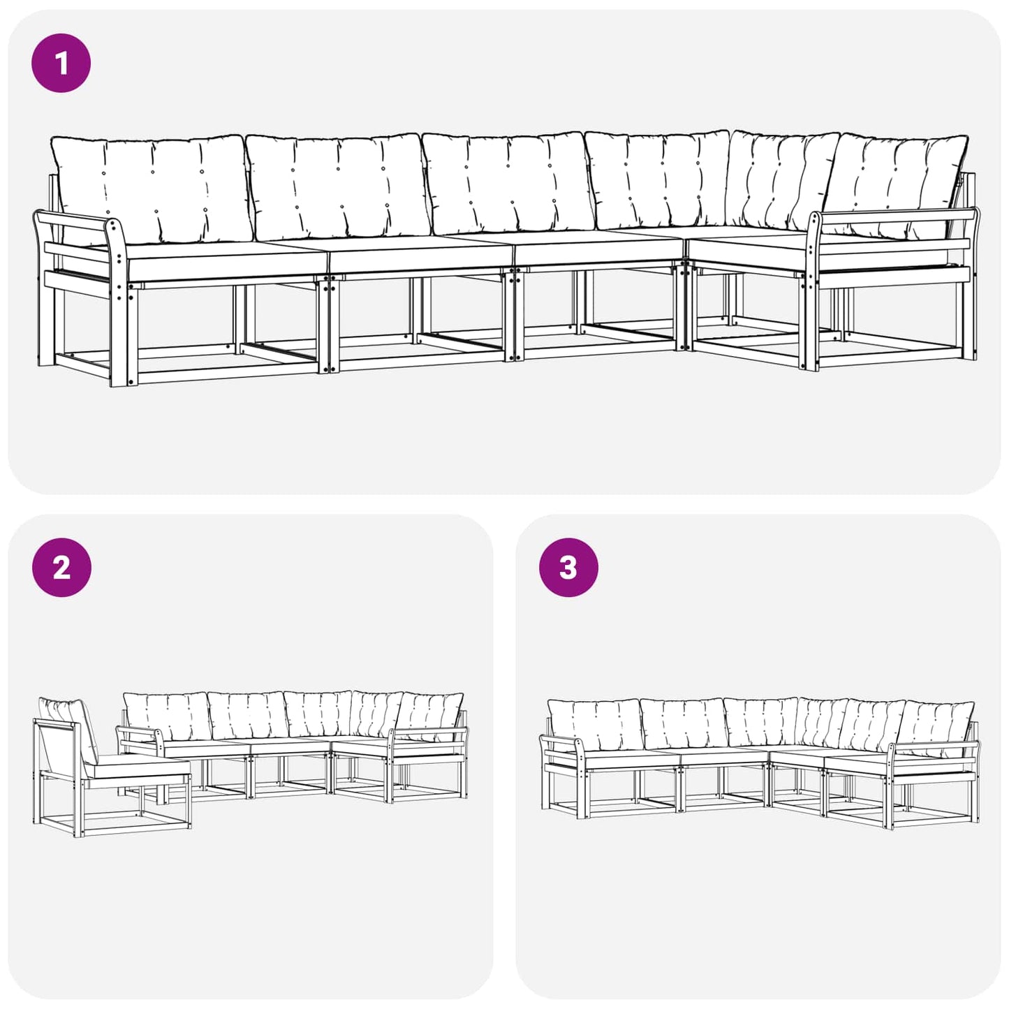 Buiten bankenset met kussen 5 pcs Wit en Beige is nu te koop bij PeponiXL, paradijselijk wonen!