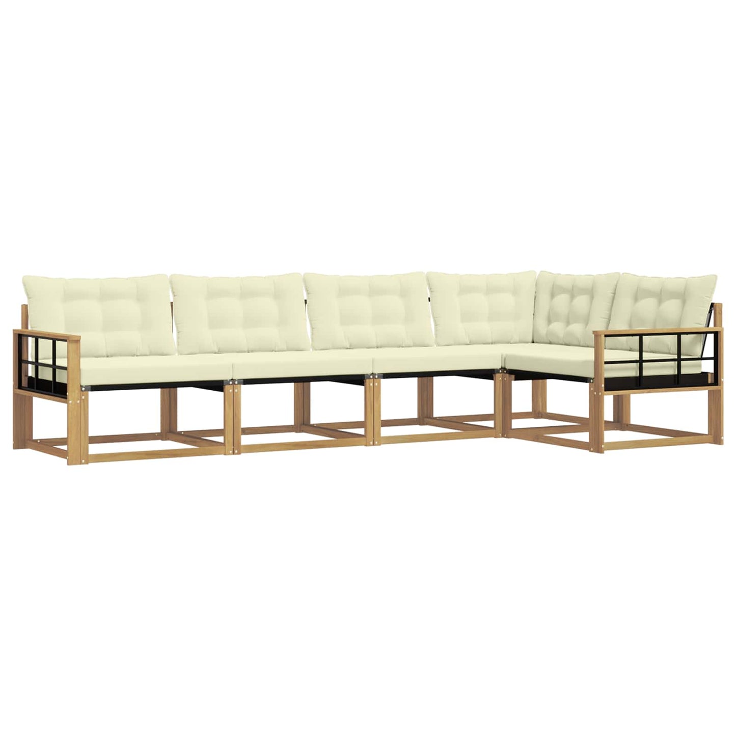 Buiten bankenset met kussen 5 pcs Wit en crèmekleurig is nu te koop bij PeponiXL, paradijselijk wonen!