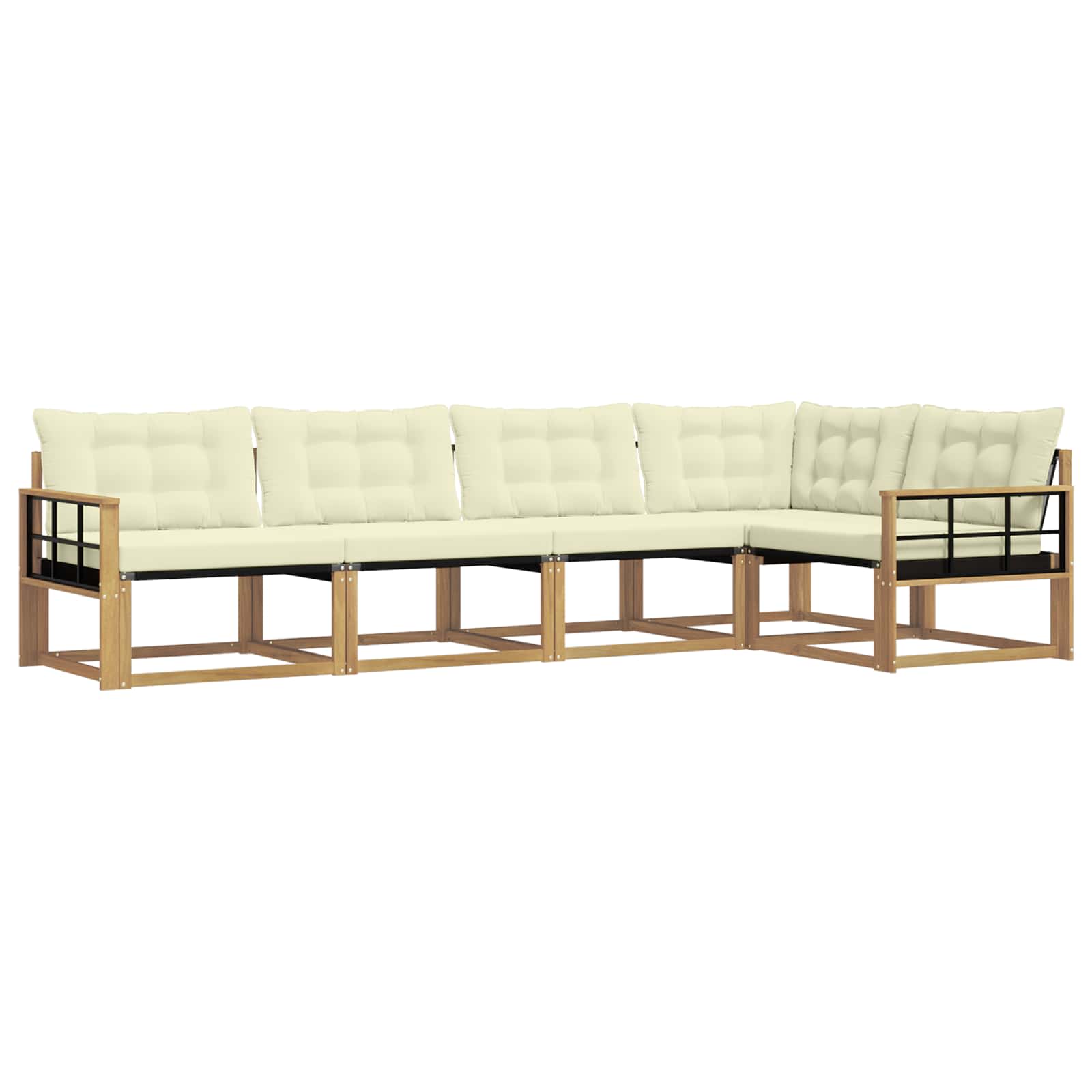 Buiten bankenset met kussen 5 pcs Wit en crèmekleurig is nu te koop bij PeponiXL, paradijselijk wonen!