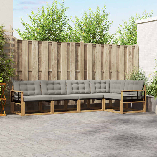 Buiten bankenset met kussen 5 pcs Wit en Lichtgrijs is nu te koop bij PeponiXL, paradijselijk wonen!