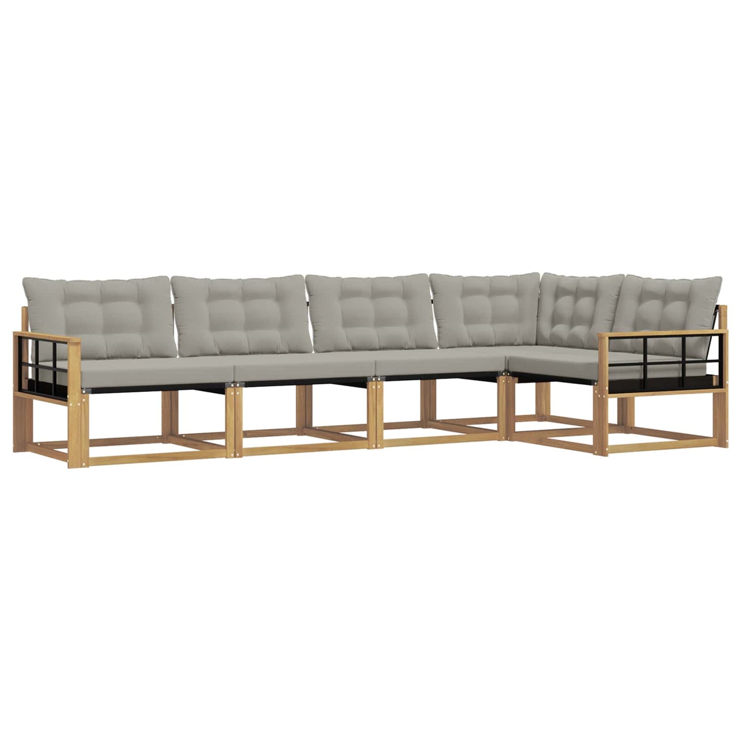 Buiten bankenset met kussen 5 pcs Wit en Lichtgrijs is nu te koop bij PeponiXL, paradijselijk wonen!