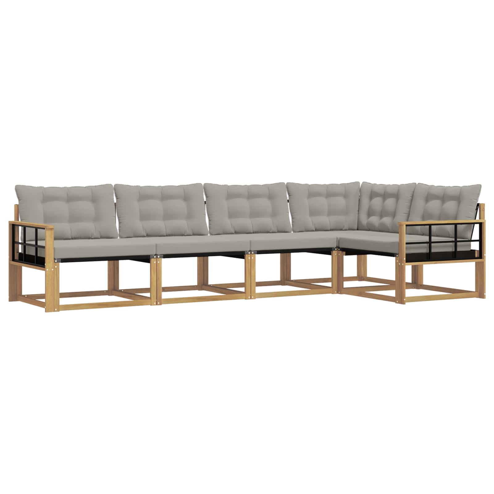 Buiten bankenset met kussen 5 pcs Wit en Lichtgrijs is nu te koop bij PeponiXL, paradijselijk wonen!