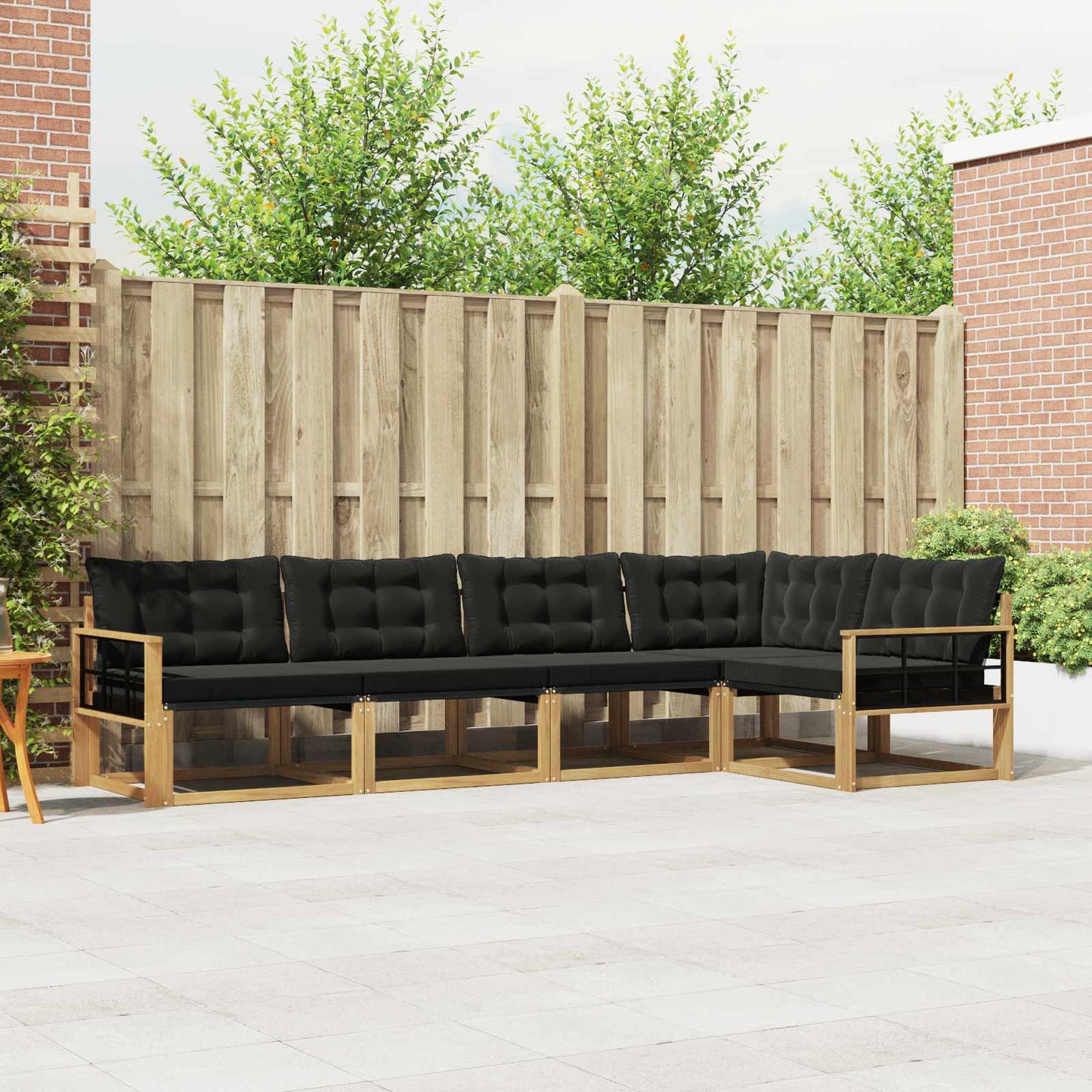 Buiten bankenset met kussen 5 pcs Wit en zwart is nu te koop bij PeponiXL, paradijselijk wonen!