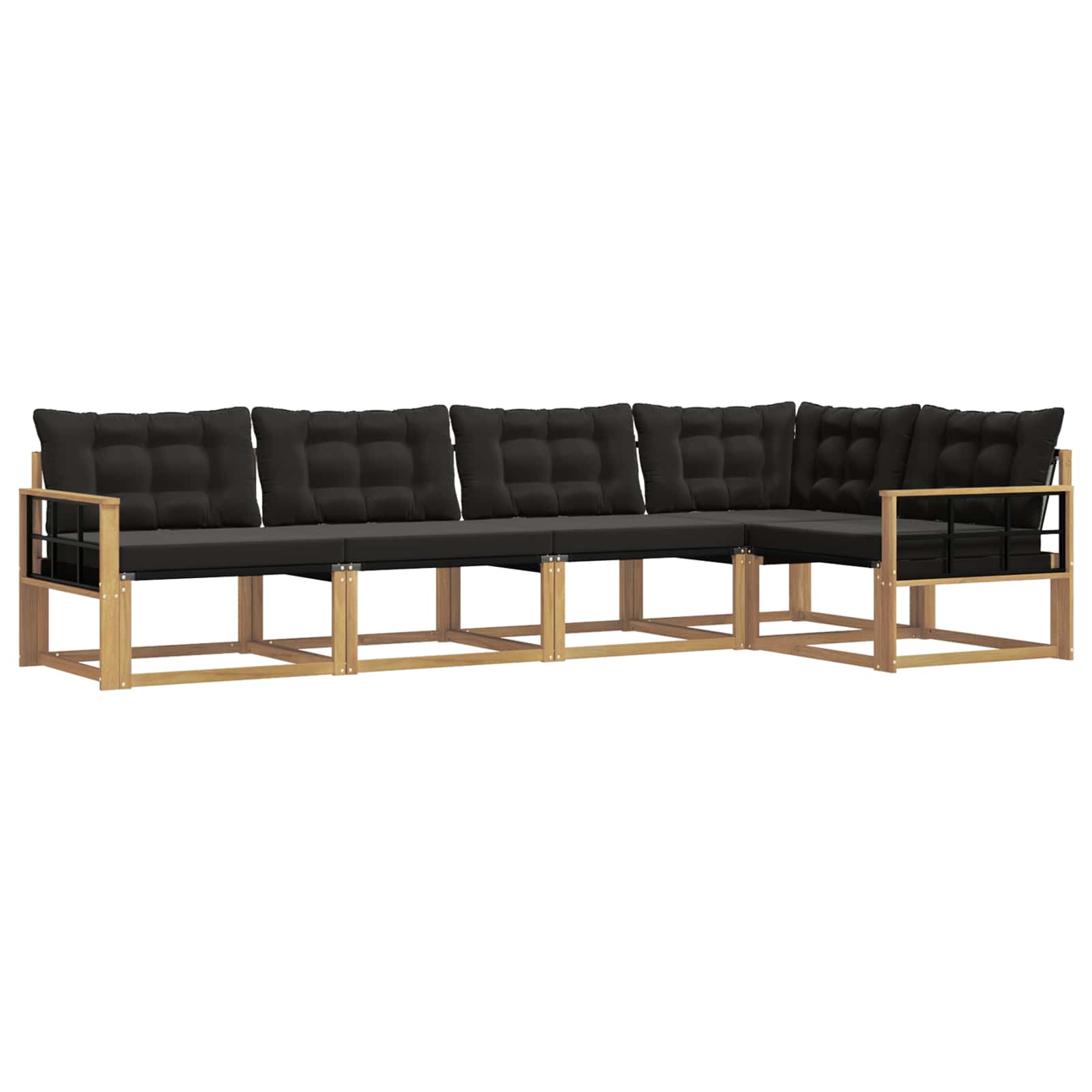 Buiten bankenset met kussen 5 pcs Wit en zwart is nu te koop bij PeponiXL, paradijselijk wonen!