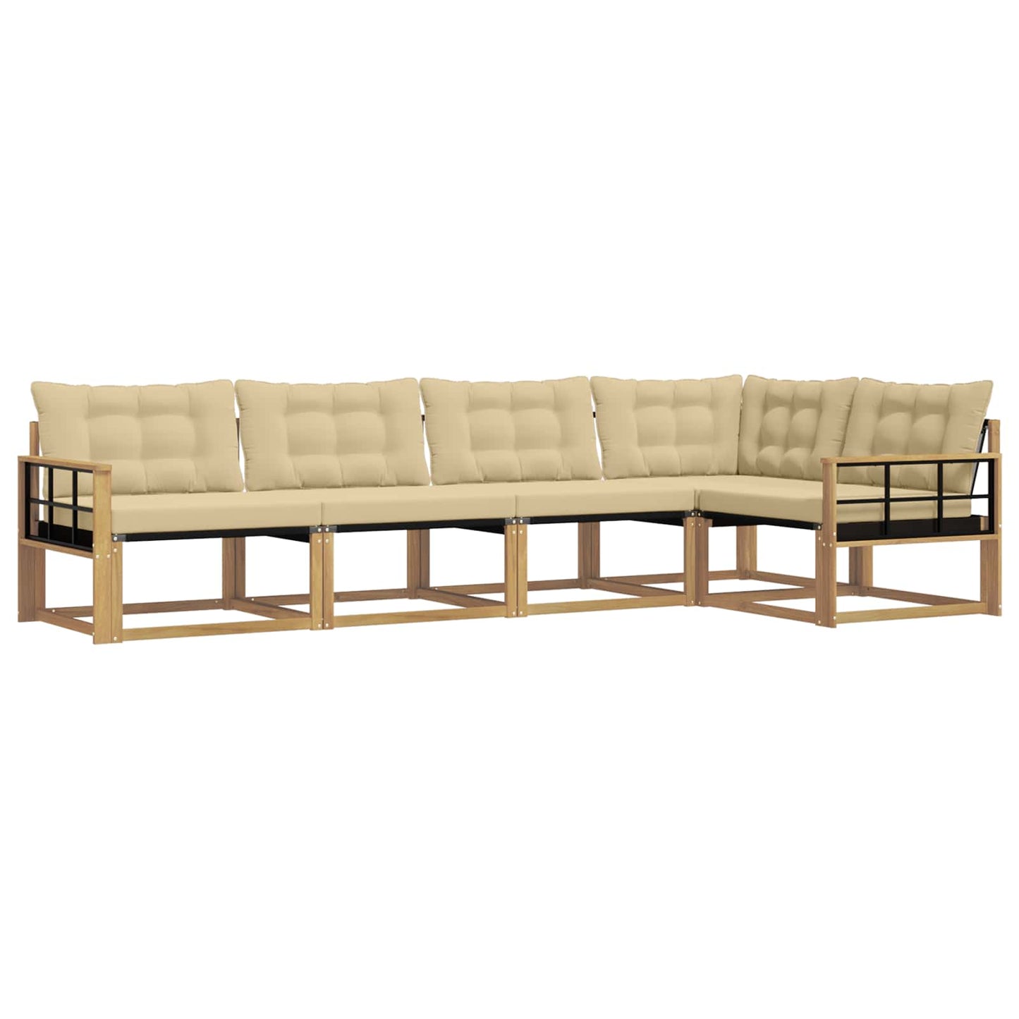 Buiten bankenset met kussen 5 pcs Wit en Beige is nu te koop bij PeponiXL, paradijselijk wonen!