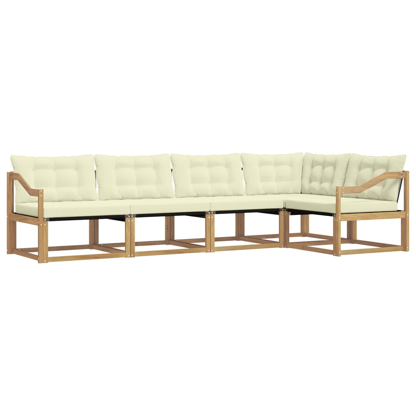 Buiten bankenset met kussen 5 pcs Wit en crèmekleurig is nu te koop bij PeponiXL, paradijselijk wonen!