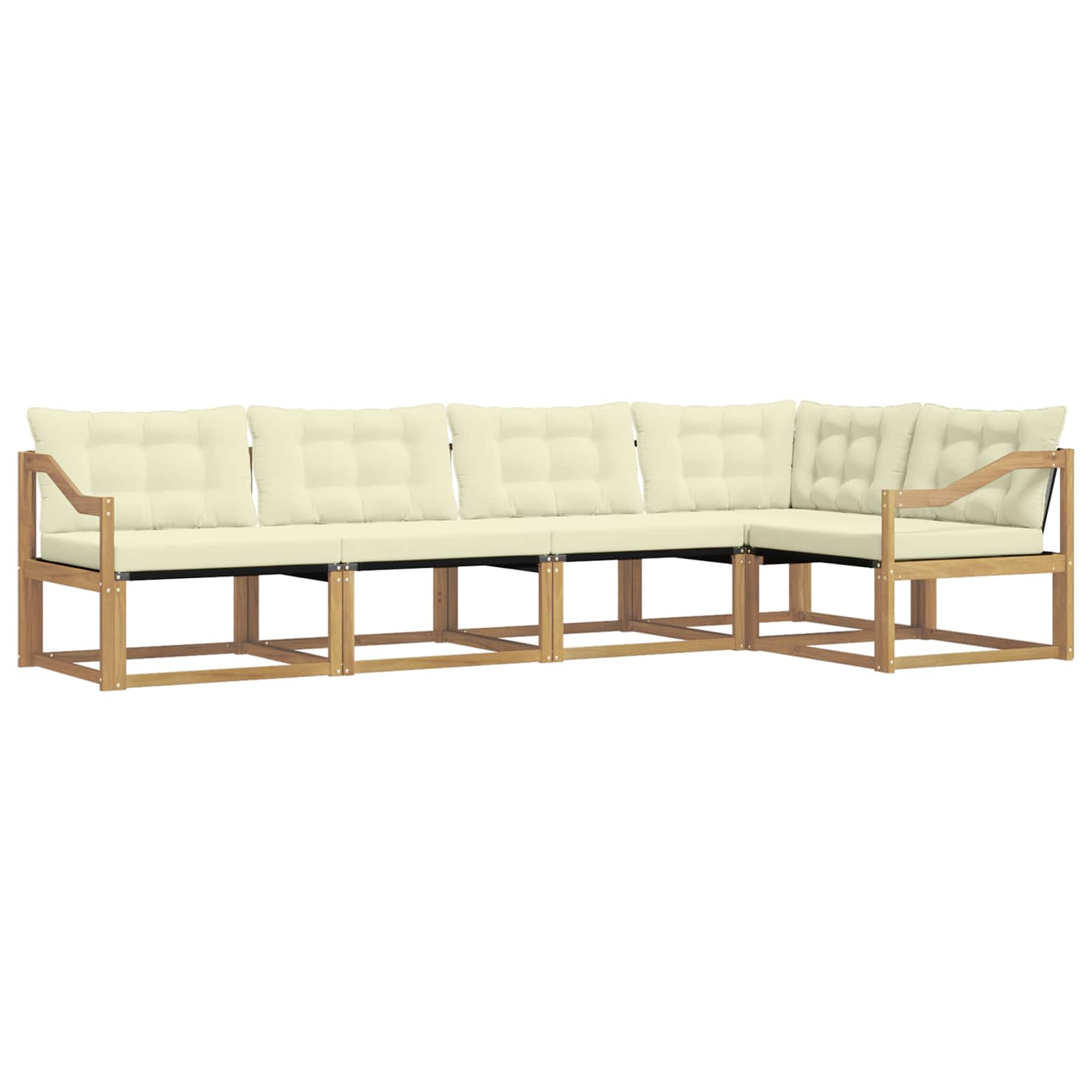 Buiten bankenset met kussen 5 pcs Wit en crèmekleurig is nu te koop bij PeponiXL, paradijselijk wonen!