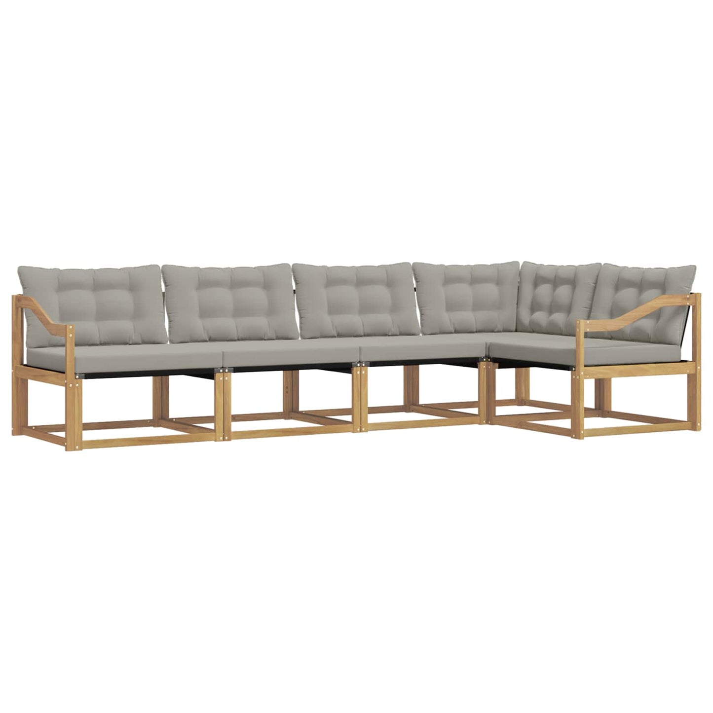 Buiten bankenset met kussen 5 pcs Wit en Lichtgrijs is nu te koop bij PeponiXL, paradijselijk wonen!