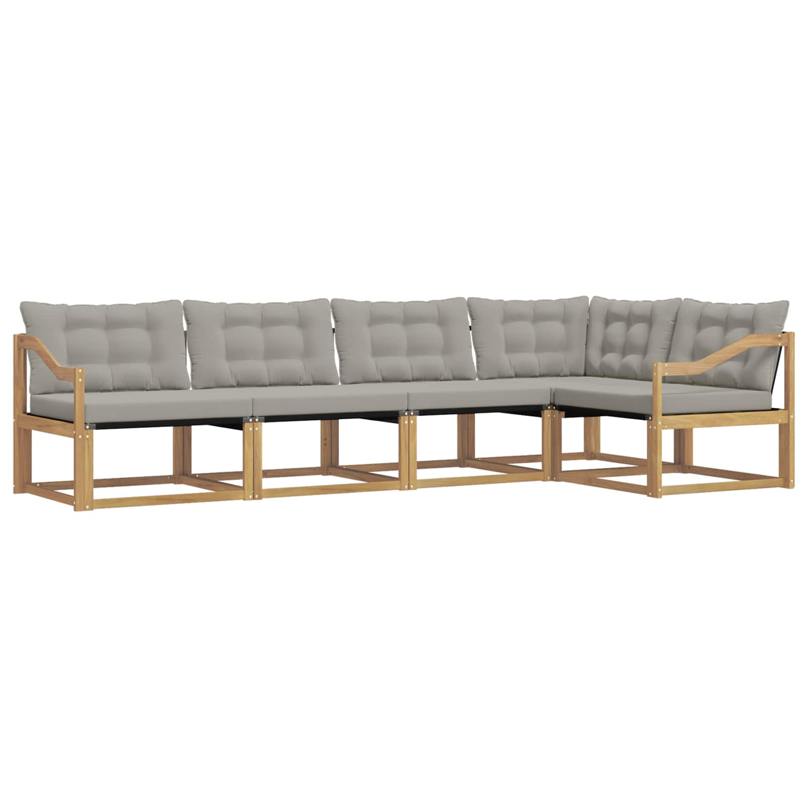 Buiten bankenset met kussen 5 pcs Wit en Lichtgrijs is nu te koop bij PeponiXL, paradijselijk wonen!