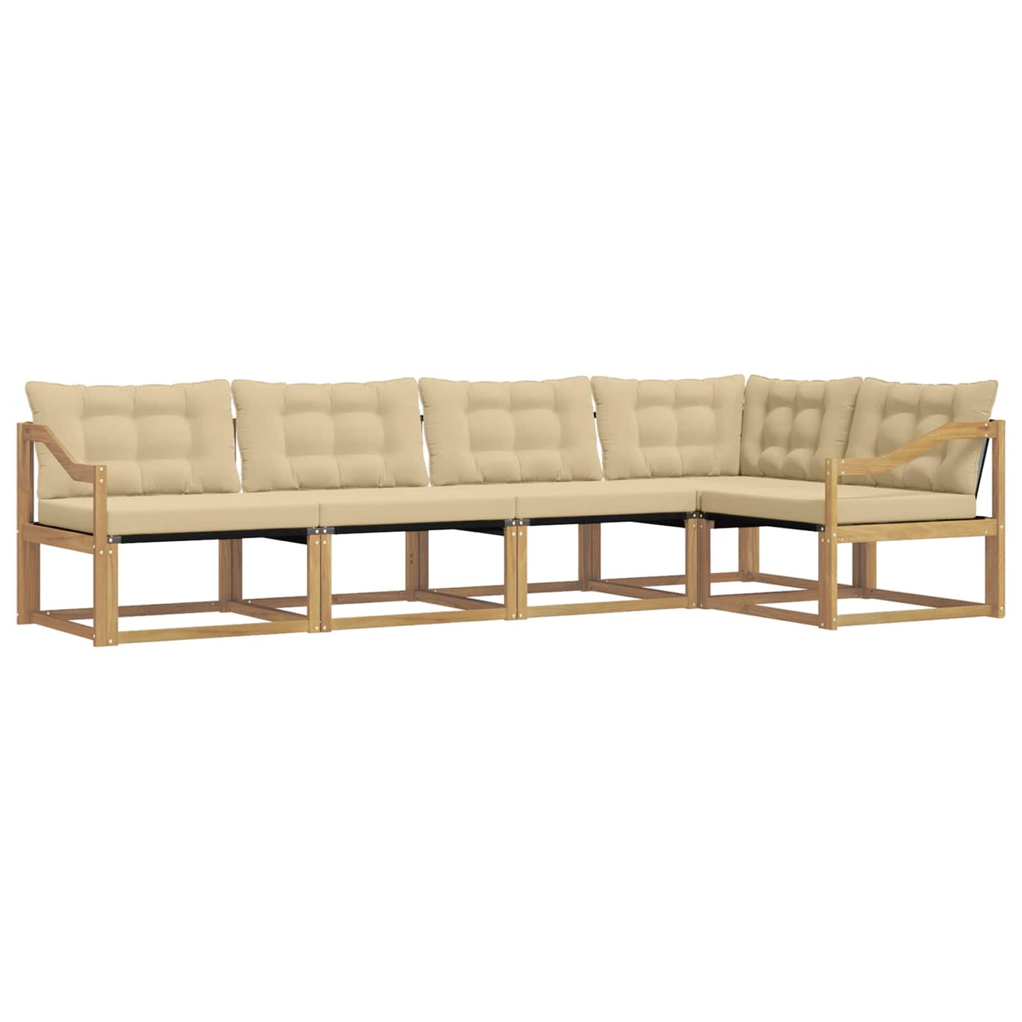 Buiten bankenset met kussen 5 pcs Wit en Beige is nu te koop bij PeponiXL, paradijselijk wonen!