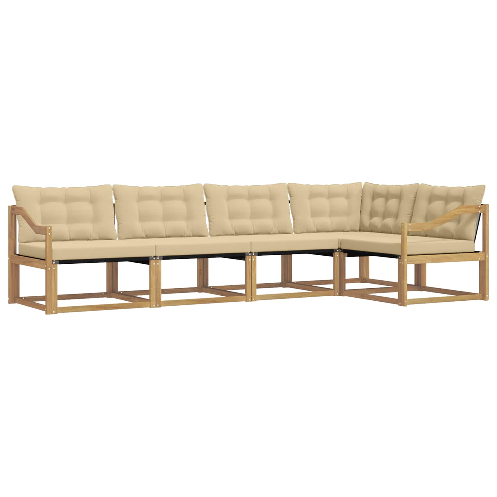 Buiten bankenset met kussen 5 pcs Wit en Beige is nu te koop bij PeponiXL, paradijselijk wonen!