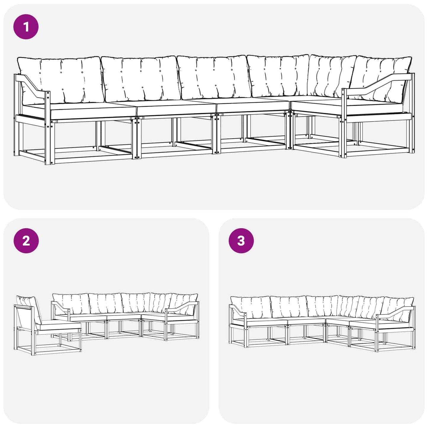 Buiten bankenset met kussen 5 pcs Wit en Beige is nu te koop bij PeponiXL, paradijselijk wonen!