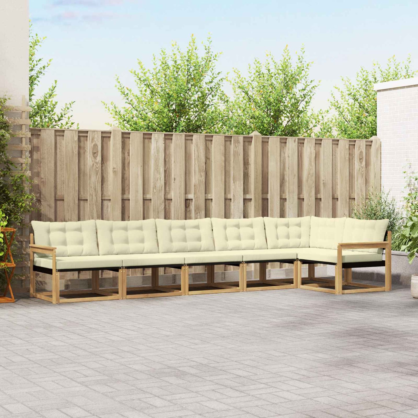 Buiten bankenset met kussen 6 pcs Wit en crèmekleurig is nu te koop bij PeponiXL, paradijselijk wonen!