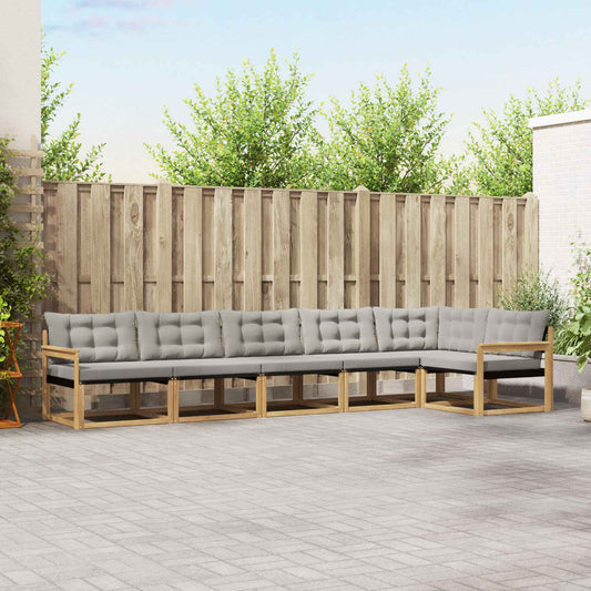Buiten bankenset met kussen 6 pcs Wit en Lichtgrijs is nu te koop bij PeponiXL, paradijselijk wonen!