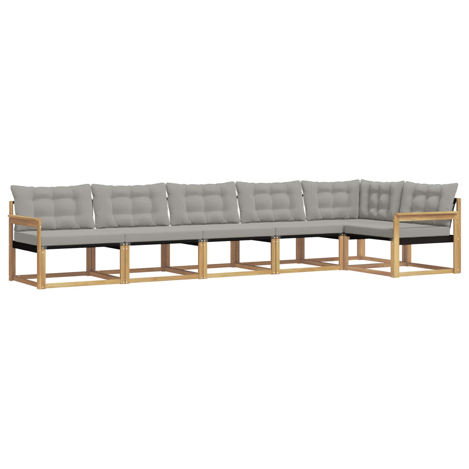 Buiten bankenset met kussen 6 pcs Wit en Lichtgrijs is nu te koop bij PeponiXL, paradijselijk wonen!