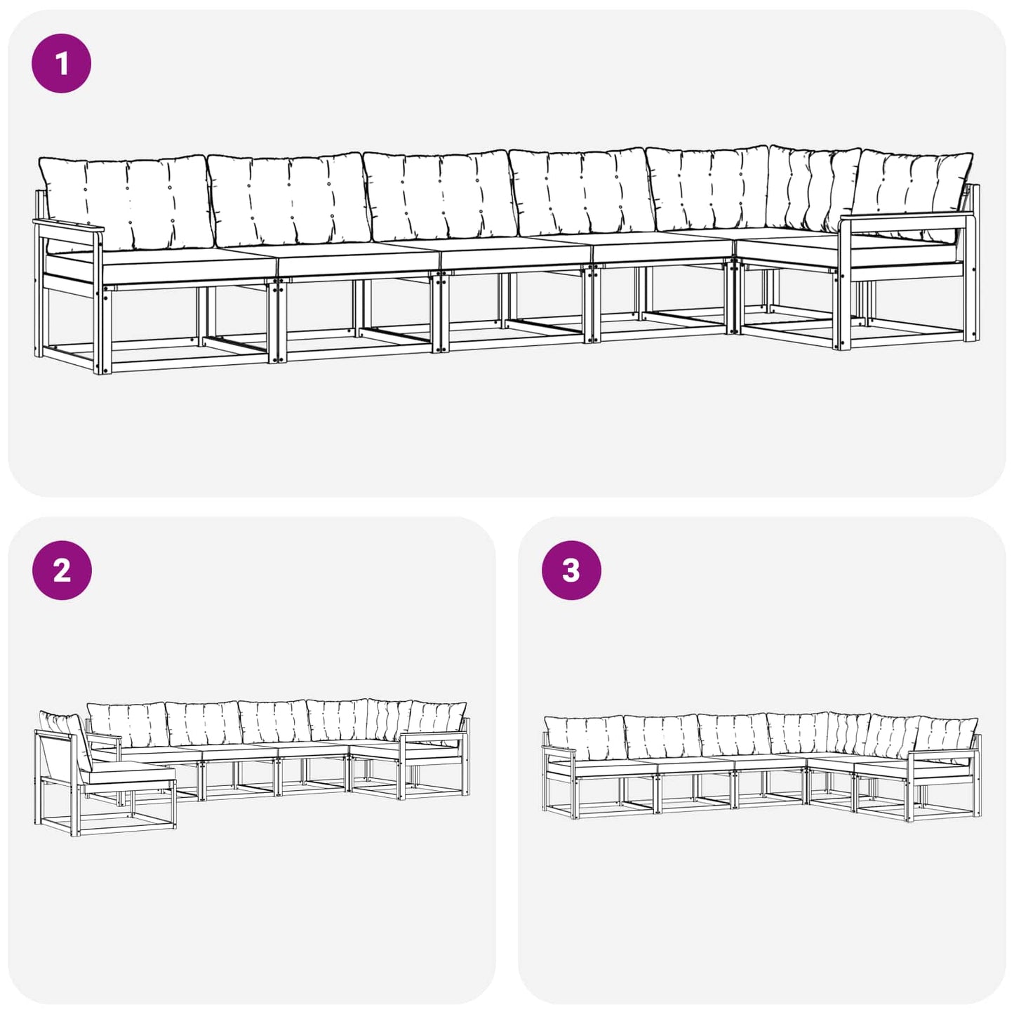 Buiten bankenset met kussen 6 pcs Wit en Beige is nu te koop bij PeponiXL, paradijselijk wonen!