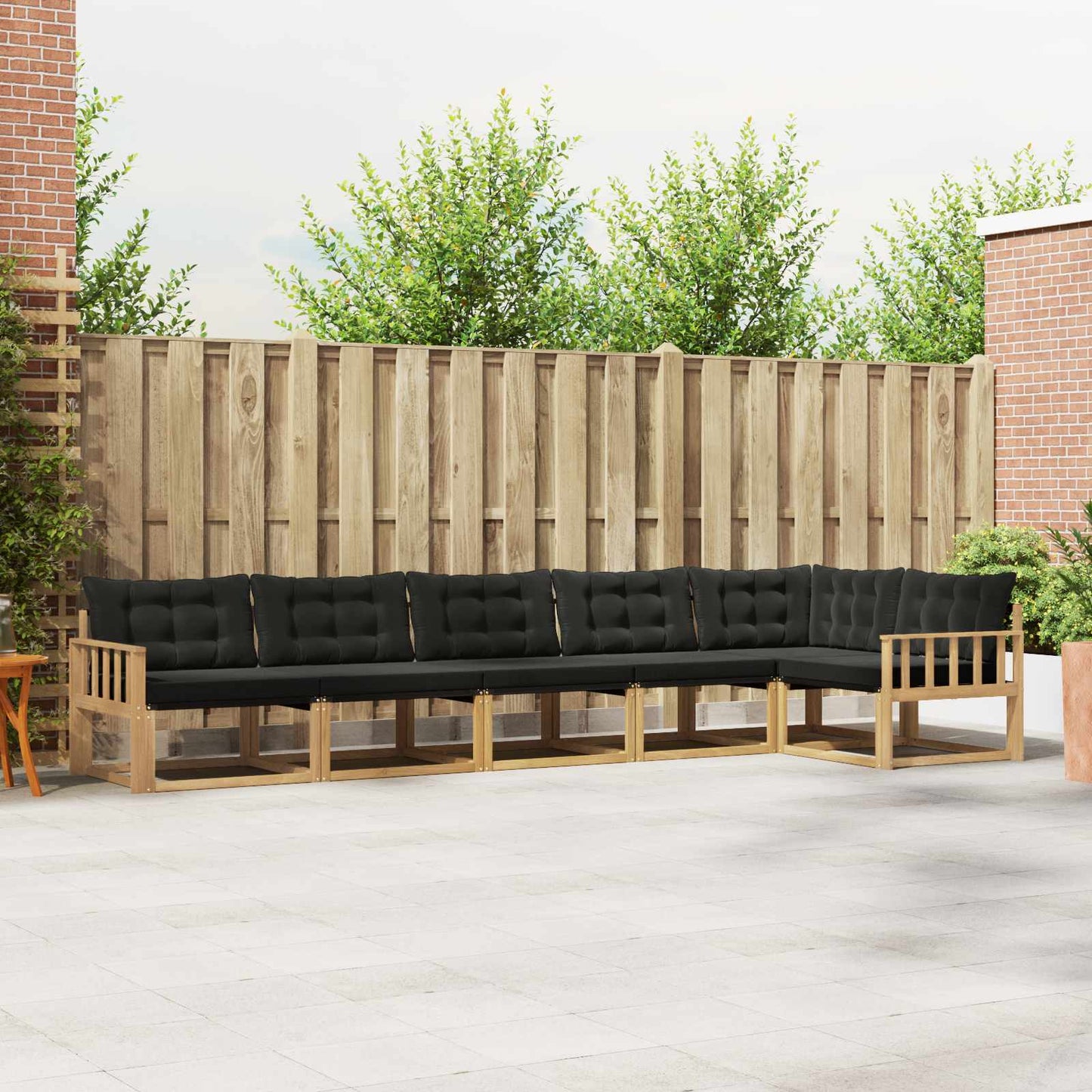 Buiten bankenset met kussen 6 pcs Wit en zwart is nu te koop bij PeponiXL, paradijselijk wonen!