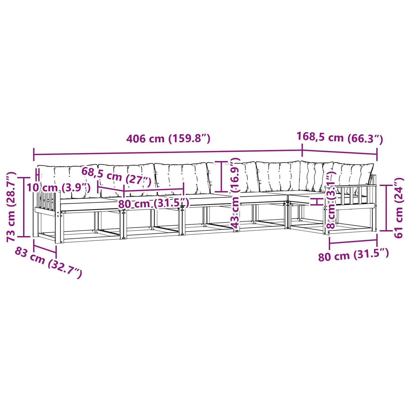Buiten bankenset met kussen 6 pcs Wit en zwart is nu te koop bij PeponiXL, paradijselijk wonen!