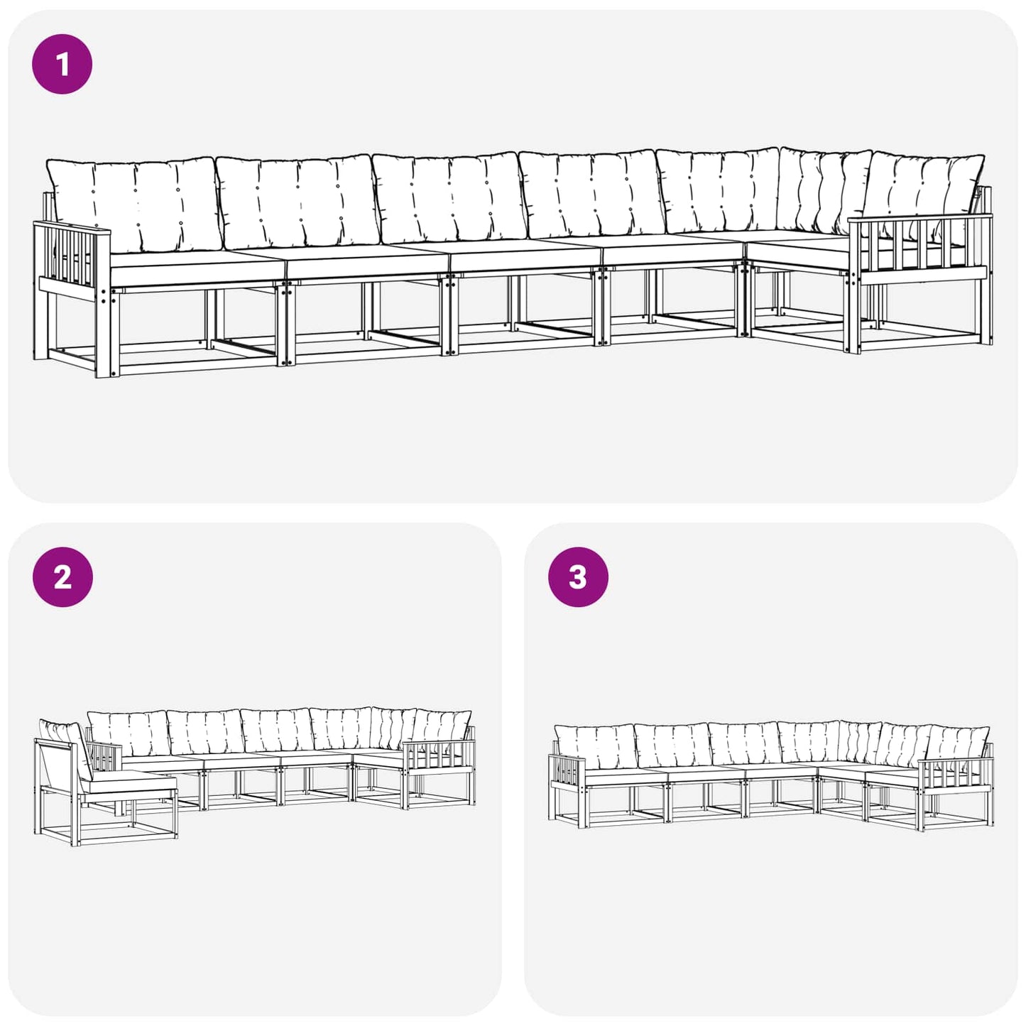 Buiten bankenset met kussen 6 pcs Wit en zwart is nu te koop bij PeponiXL, paradijselijk wonen!